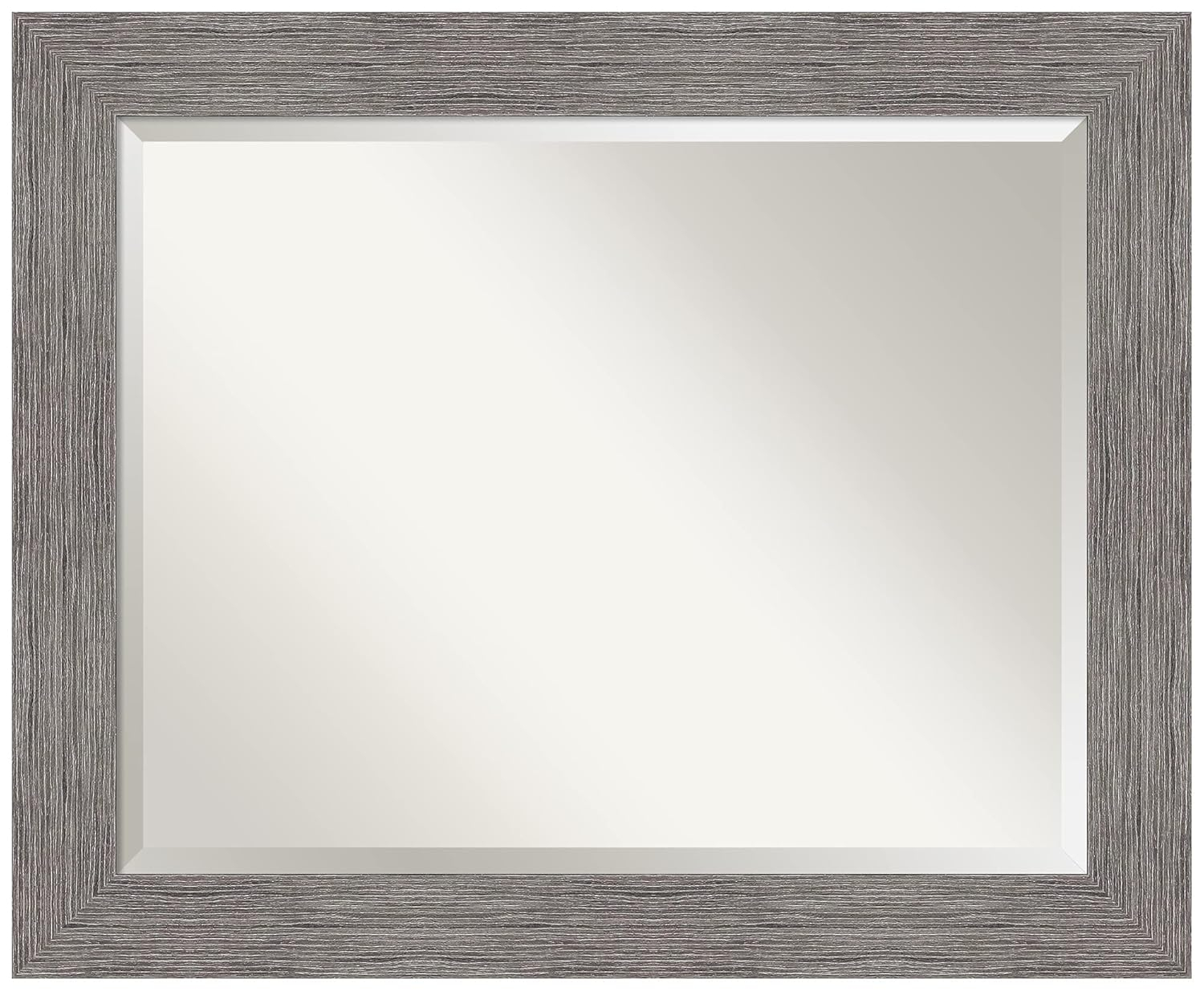 Contemporary Pinstripe Plank 34"x28" Gray Framed Vanity Wall Mirror