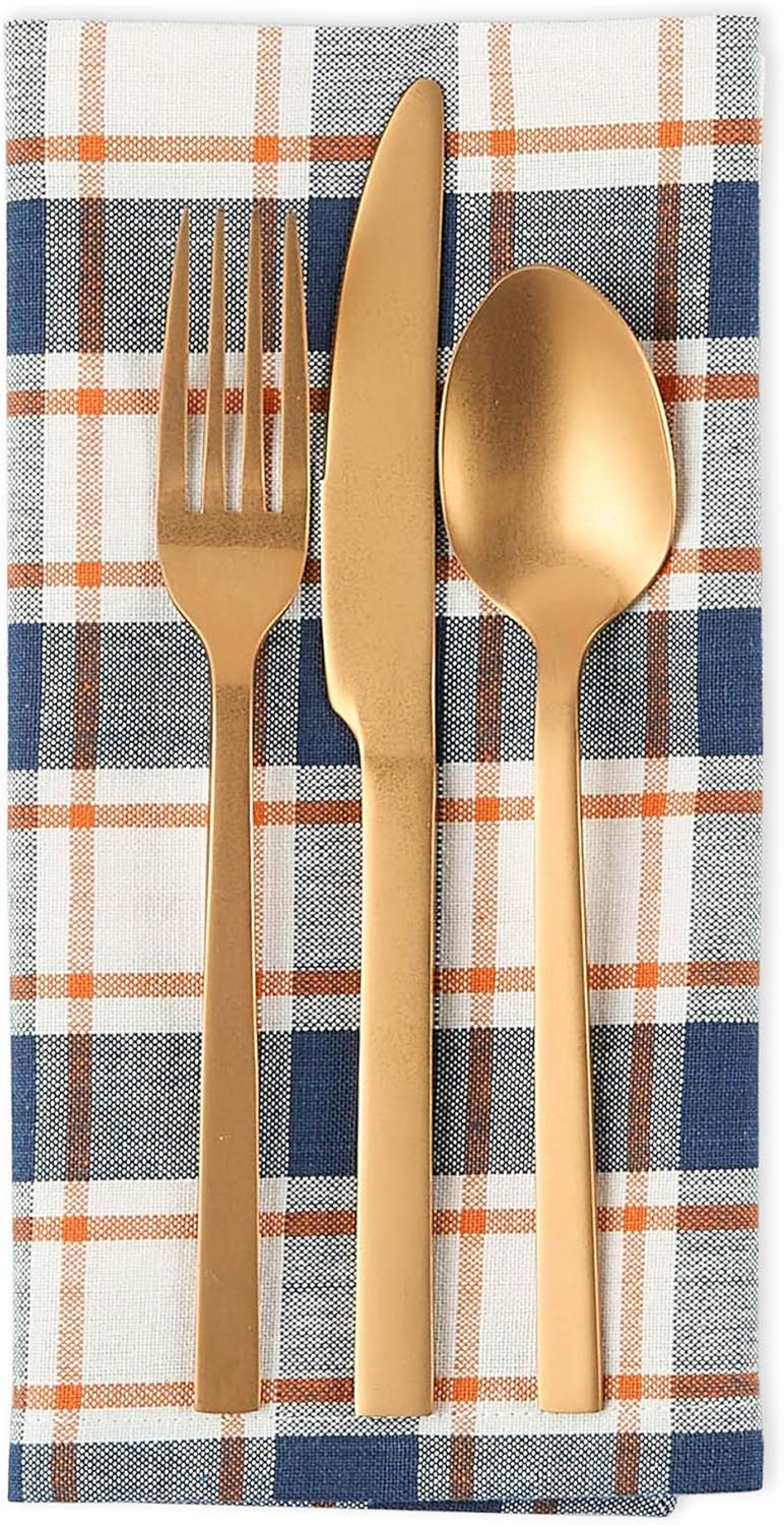 DII Autumn Farmhouse Plaid Napkin Set/6, 20x20"