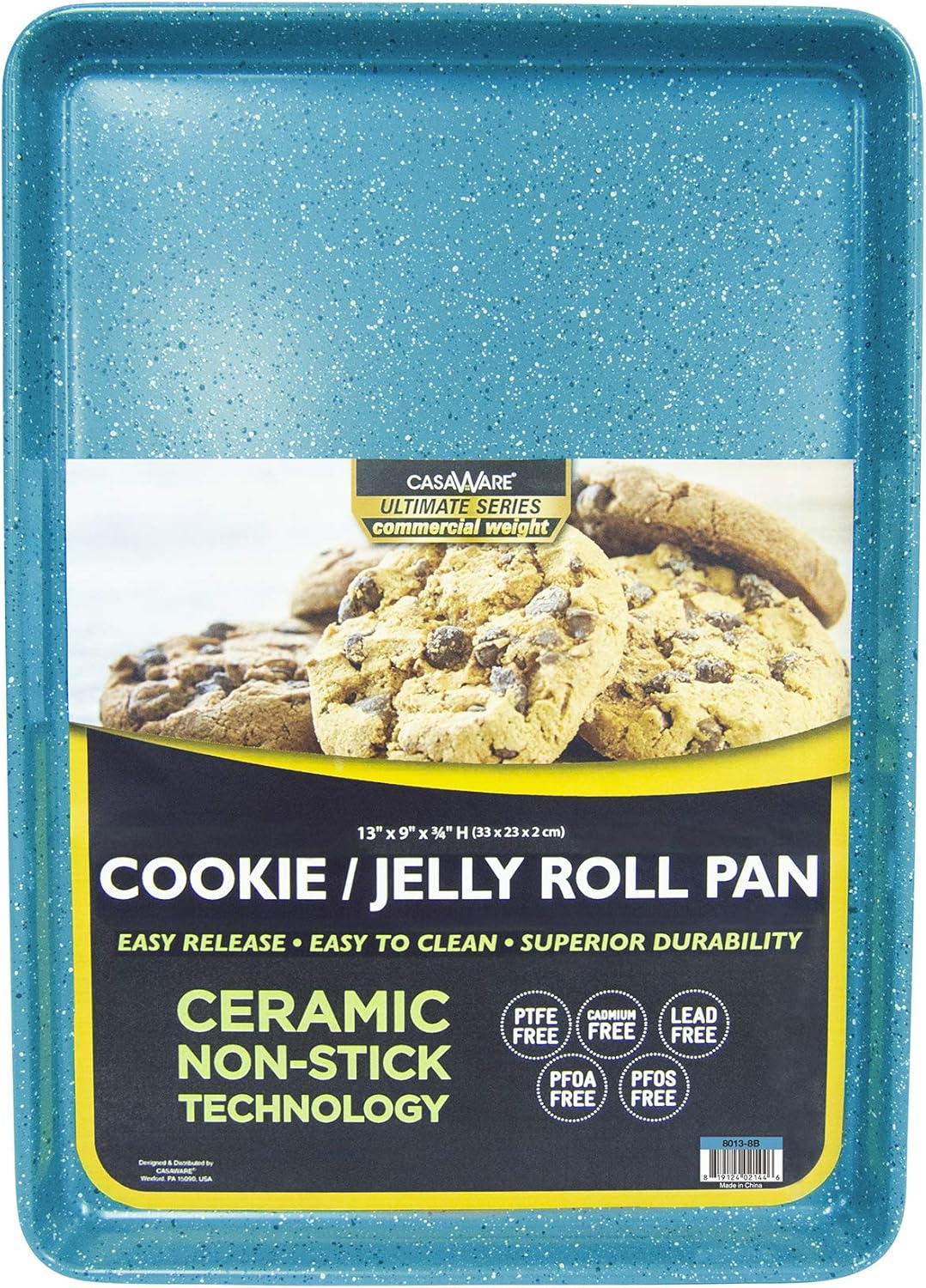 casaWare 13 Ultimate Series Commercial Weight Ceramic Non-Stick Coating Cookie/Jelly Roll (Blue Granite)
