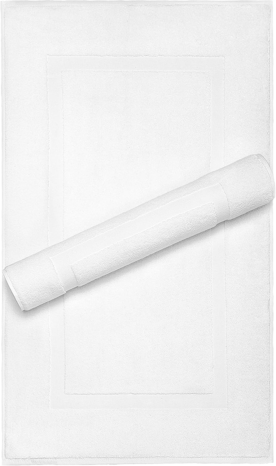 White Cotton Soft Absorbent Bath Mats Set of 2