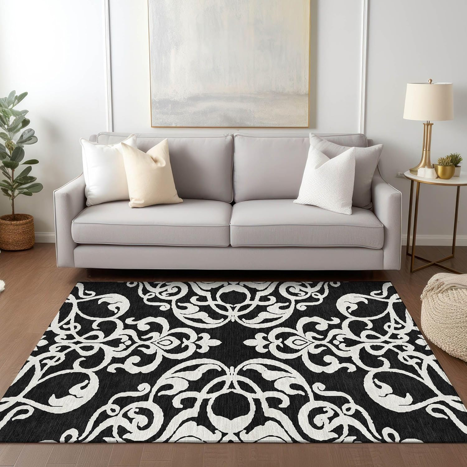 Addison Rugs Chantille ACN973 Black 2'6" x 3'10" Indoor Outdoor Area Rug, Easy Clean, Machine Washable, Non Shedding, Bedroom, Entry, Living Room, Dining Room, Kitchen, Patio Rug