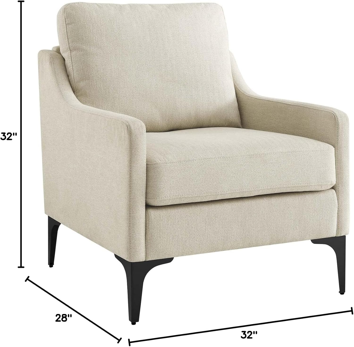 Modway Corland Upholstered Fabric Armchair in Beige