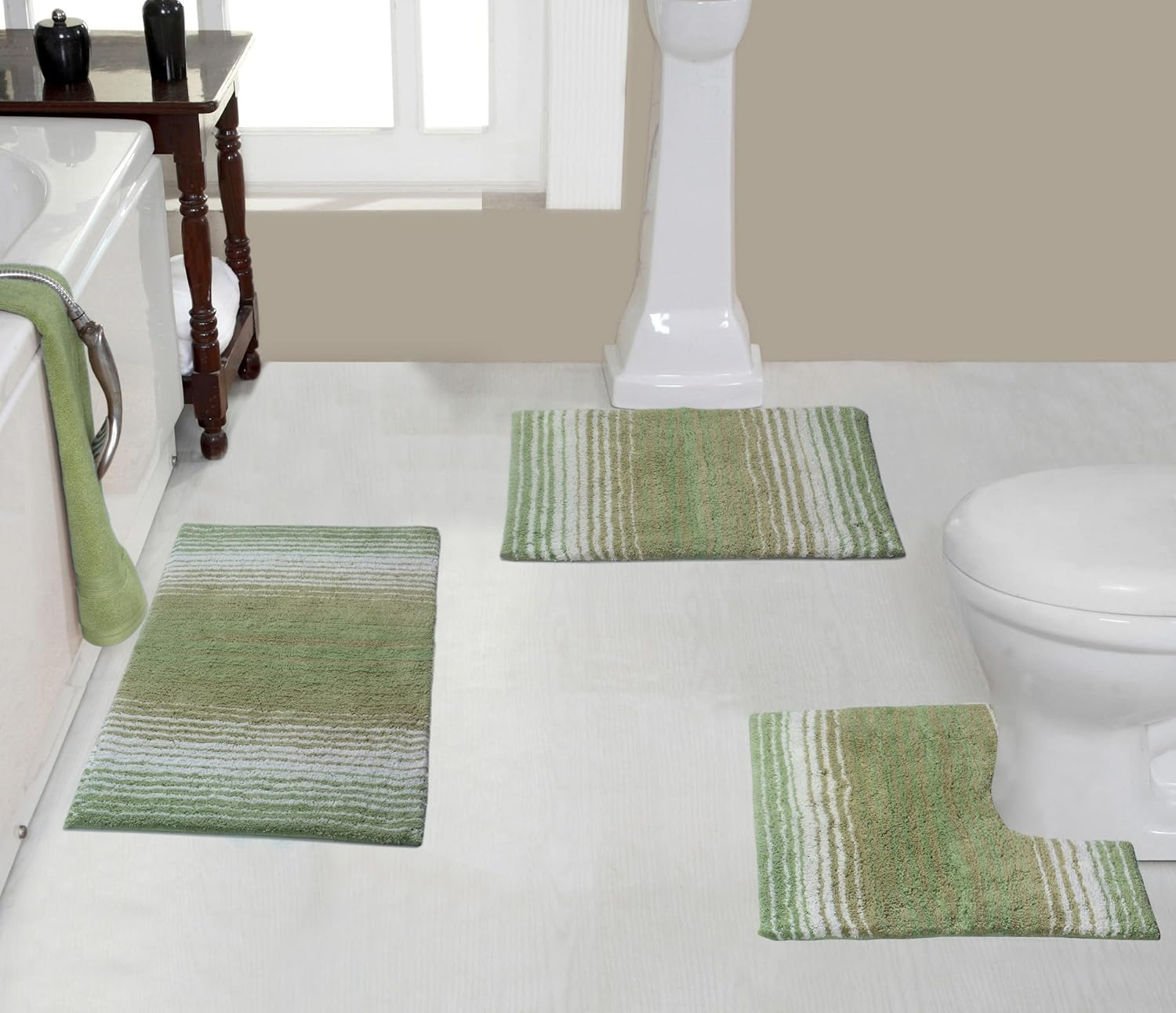 100% Cotton Gradiation Collection Machine Washable 3-Pcs Set with Contour, Sage