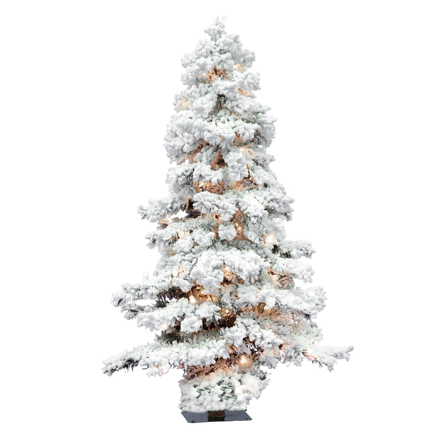 Vickerman 5' Flocked Spruce Artificial Christmas Tree, Clear Lights