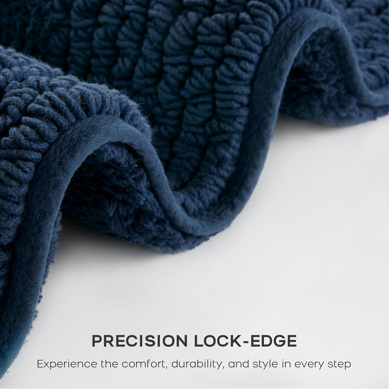 Navy Cotton Tufted Reversible Medium Pile Bath Rug