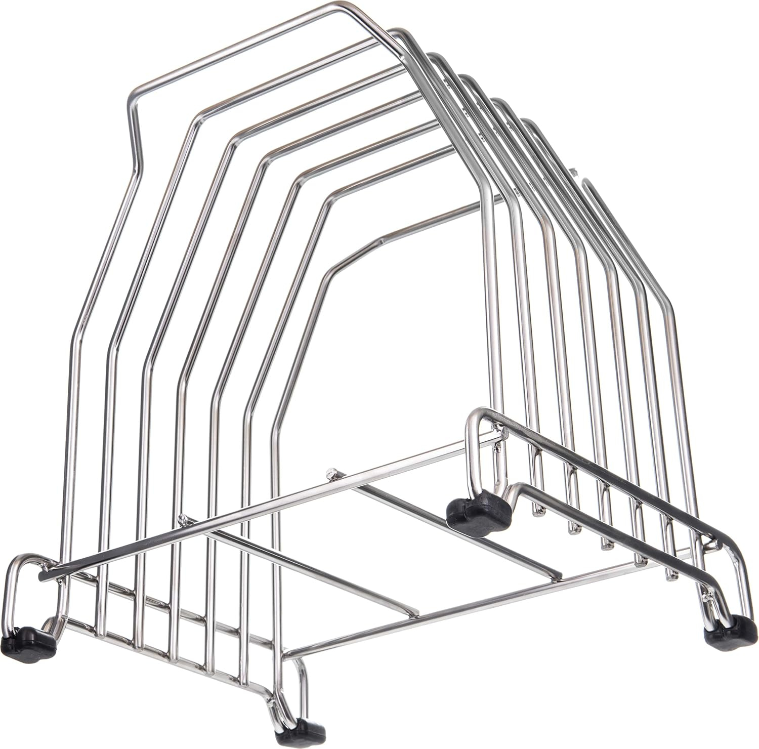 Silver Stainless Steel 6-Slot Cutting Board Storage Rack