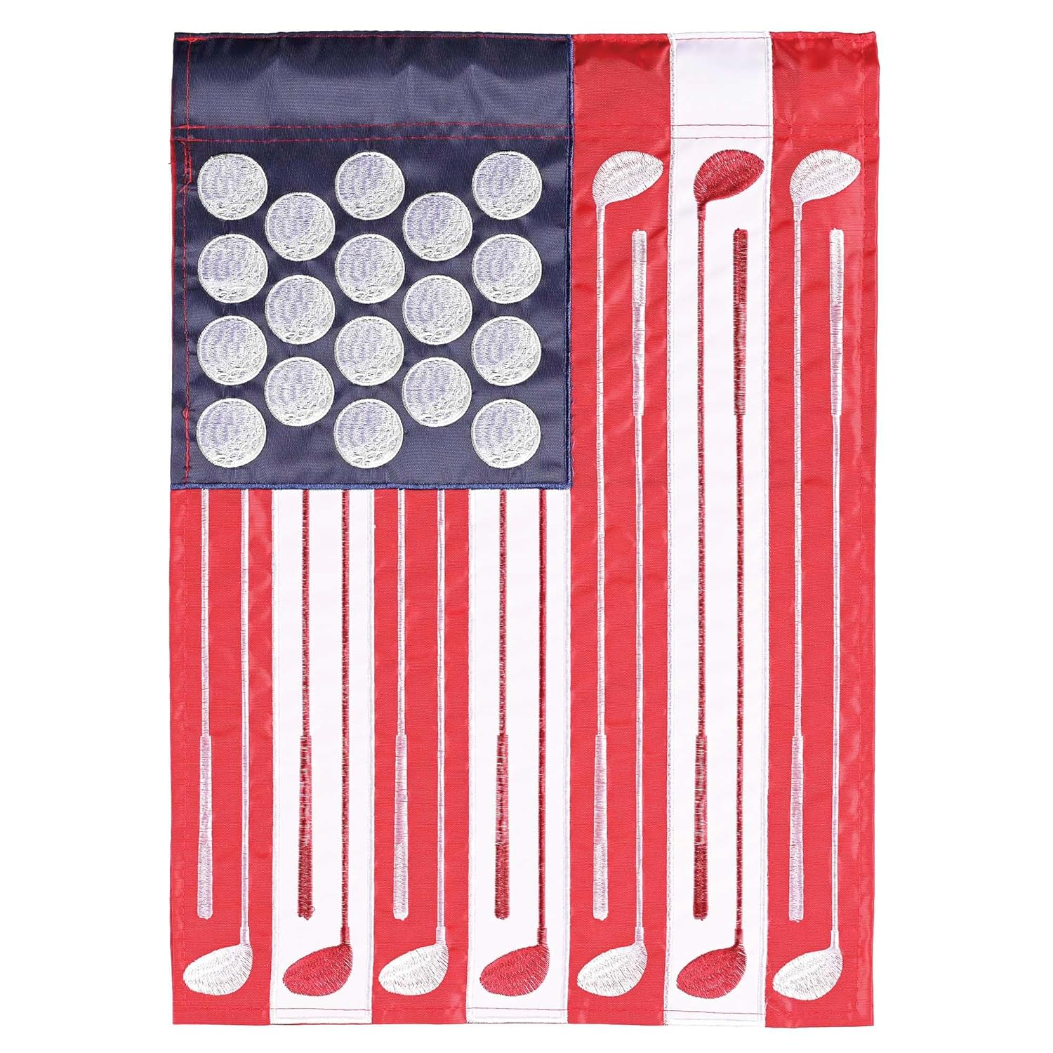 Patriotic Red White Blue Golf Club Outdoor Garden Flag