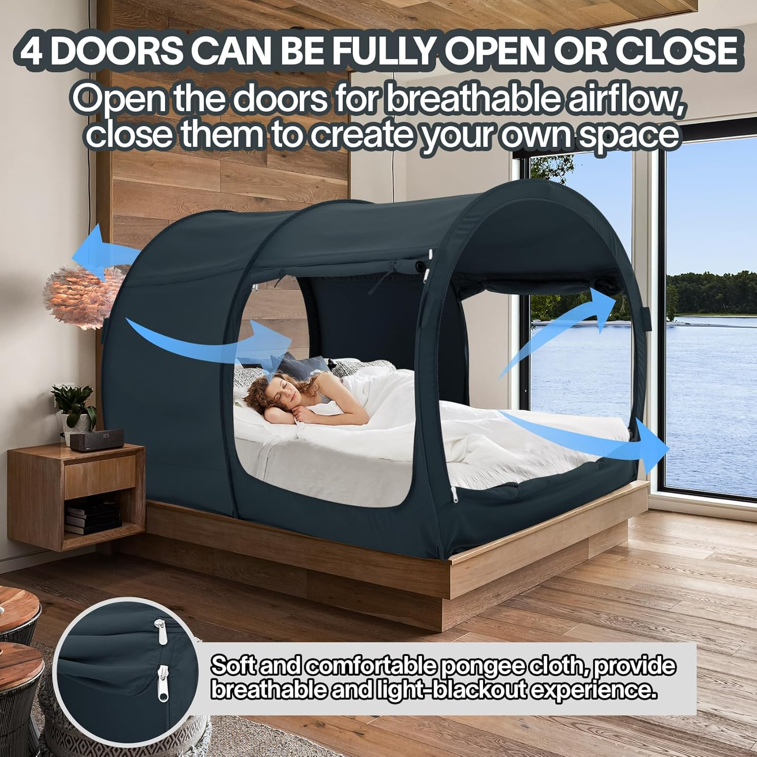 Bed Tent Dream Tents Bed Canopy Shelter Cabin Indoor Privacy Warm Breathable Pop Up Twin Size for Kids and Adult Patent Pending(Mattress Not Included)