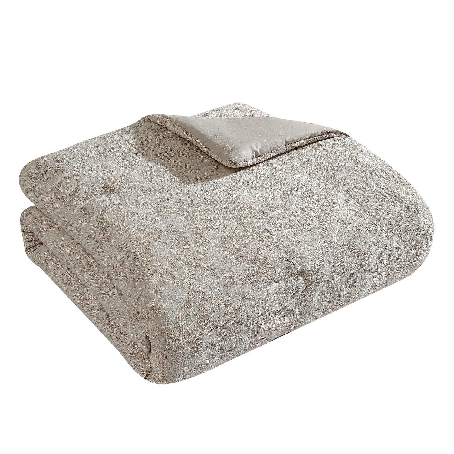 Tahari Home - Comforter Set, Lightweight Bedding with Matching Pillow Shams, Chic Room Decor, Woven Room Decor (Camille Taupe, Full/Queen)