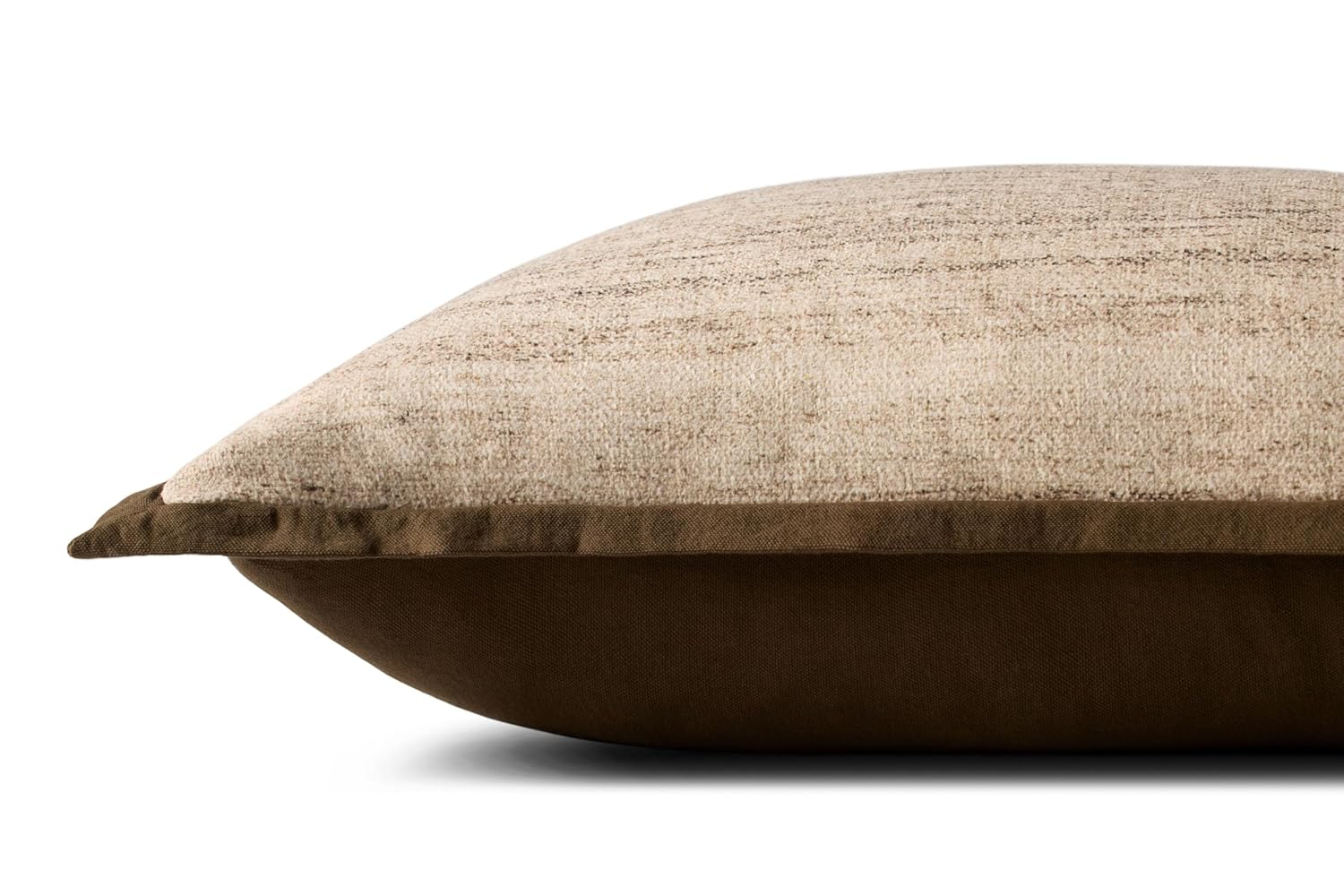 Heathered Brown and Ivory Square Pillow with Dark Brown Flange