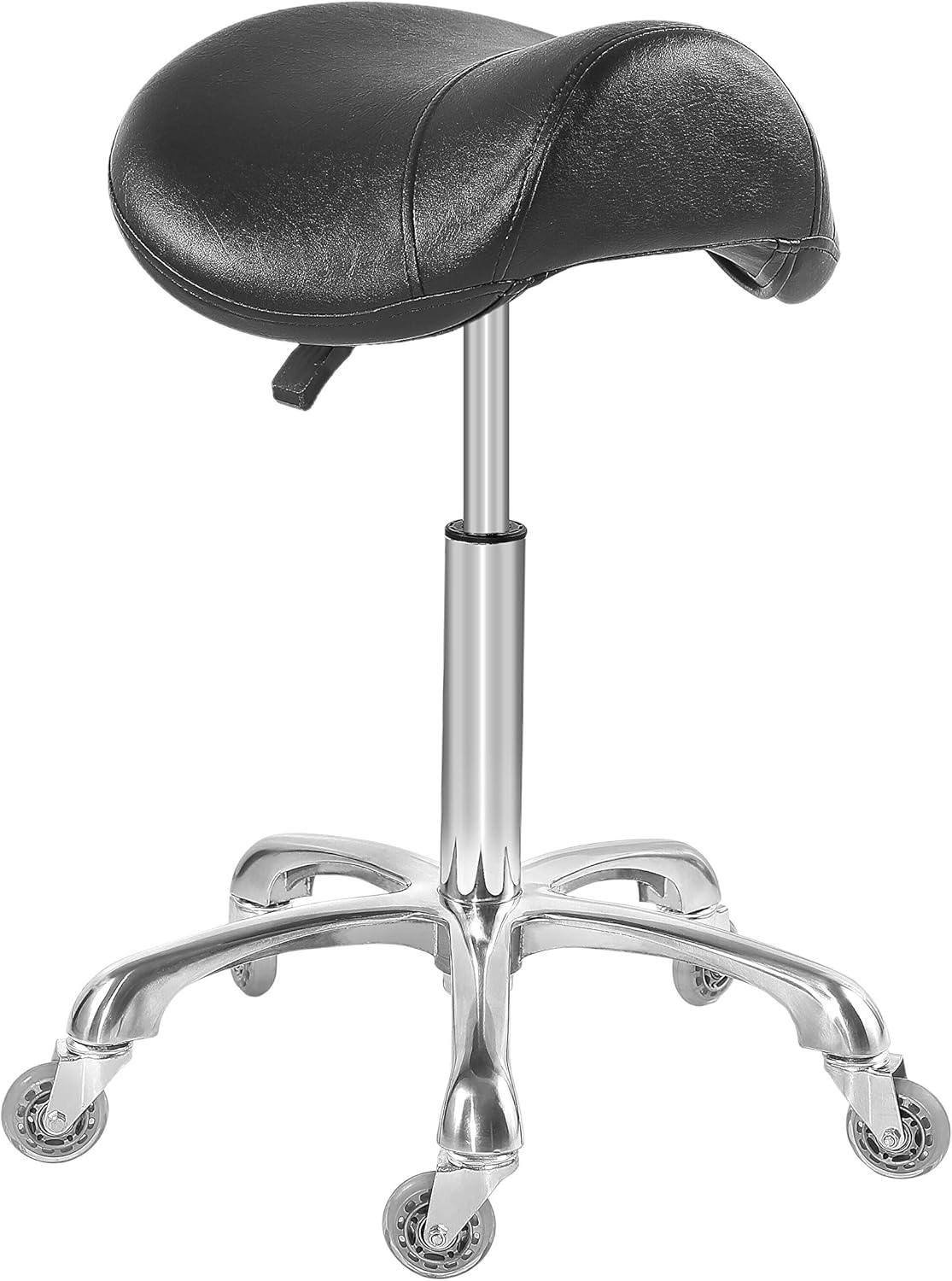 Antlu Saddle Stool Rolling Chair for Medical Massage Salon Kitchen Spa Drafting,Adjustable Hydraulic Stool with Wheels (Without Backrest, Black)