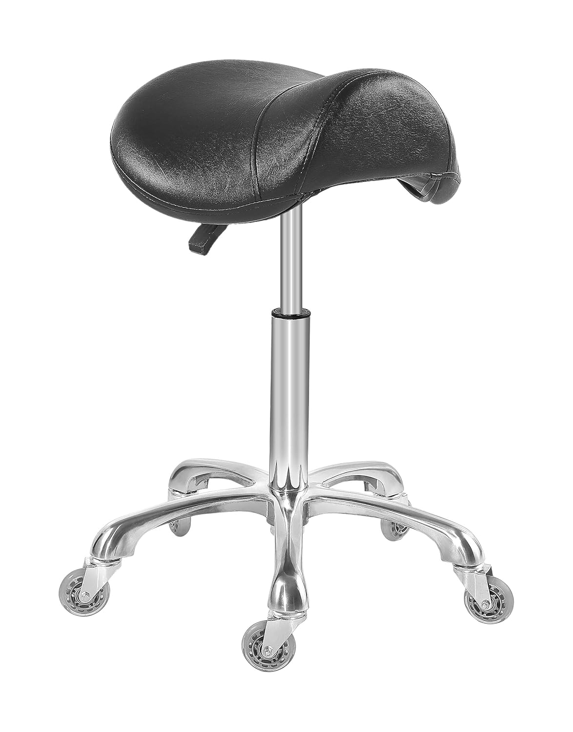 Antlu Saddle Stool Rolling Chair for Medical Massage Salon Kitchen Spa Drafting,Adjustable Hydraulic Stool with Wheels (Without Backrest, Black)
