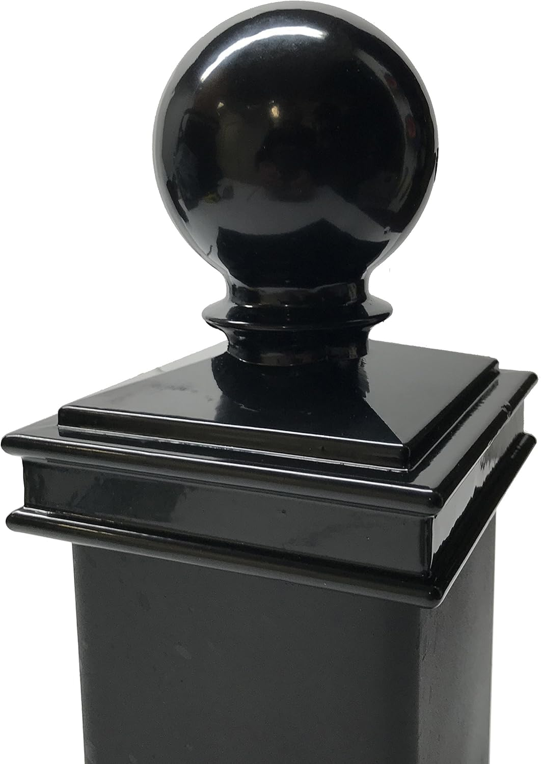 3" x 3" Aluminium Ball Top Post Cap for Metal Posts - Pressure Fit - Black