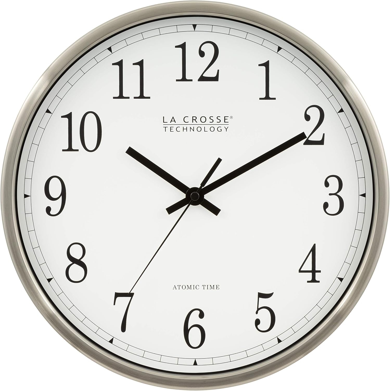 LA CROSSE TECHNOLOGY WT-3126B 12" Stainless Steel Atomic Wall Clock