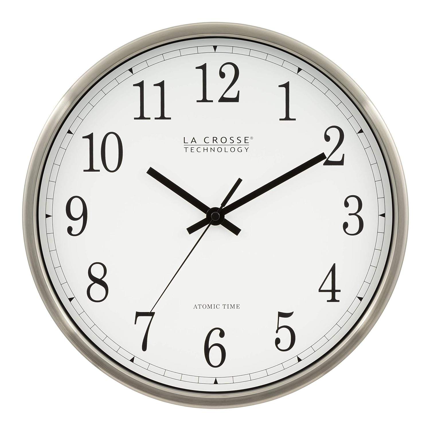 LA CROSSE TECHNOLOGY WT-3126B 12" Stainless Steel Atomic Wall Clock