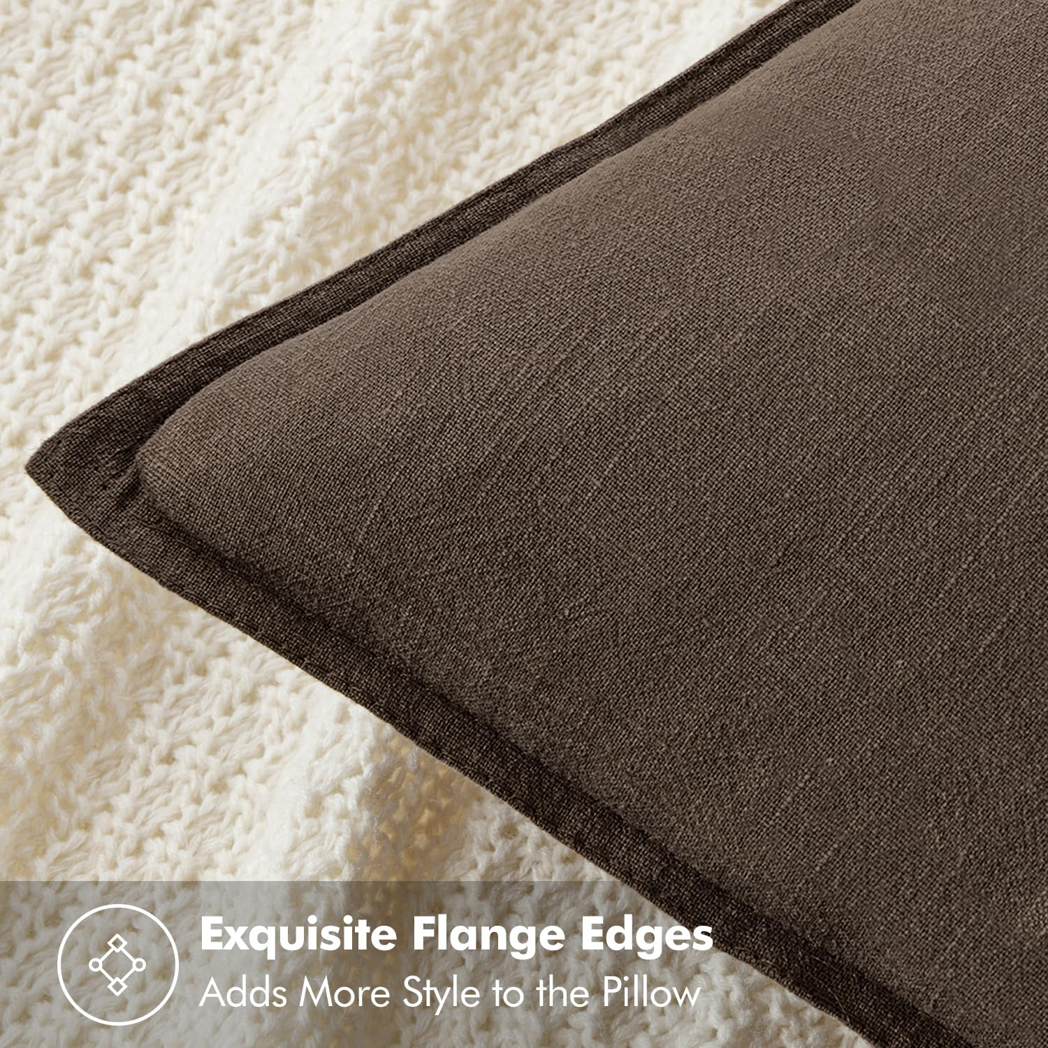 MIULEE Decorative Linen Pillow Covers 20x20 Inch Dark Coffee ​Boho Farmhouse​ ​Neutral Couch Throw Pillows for Bed Pack of 2 Accent Modern Pillowcase Sofa Livingroom Home Decor