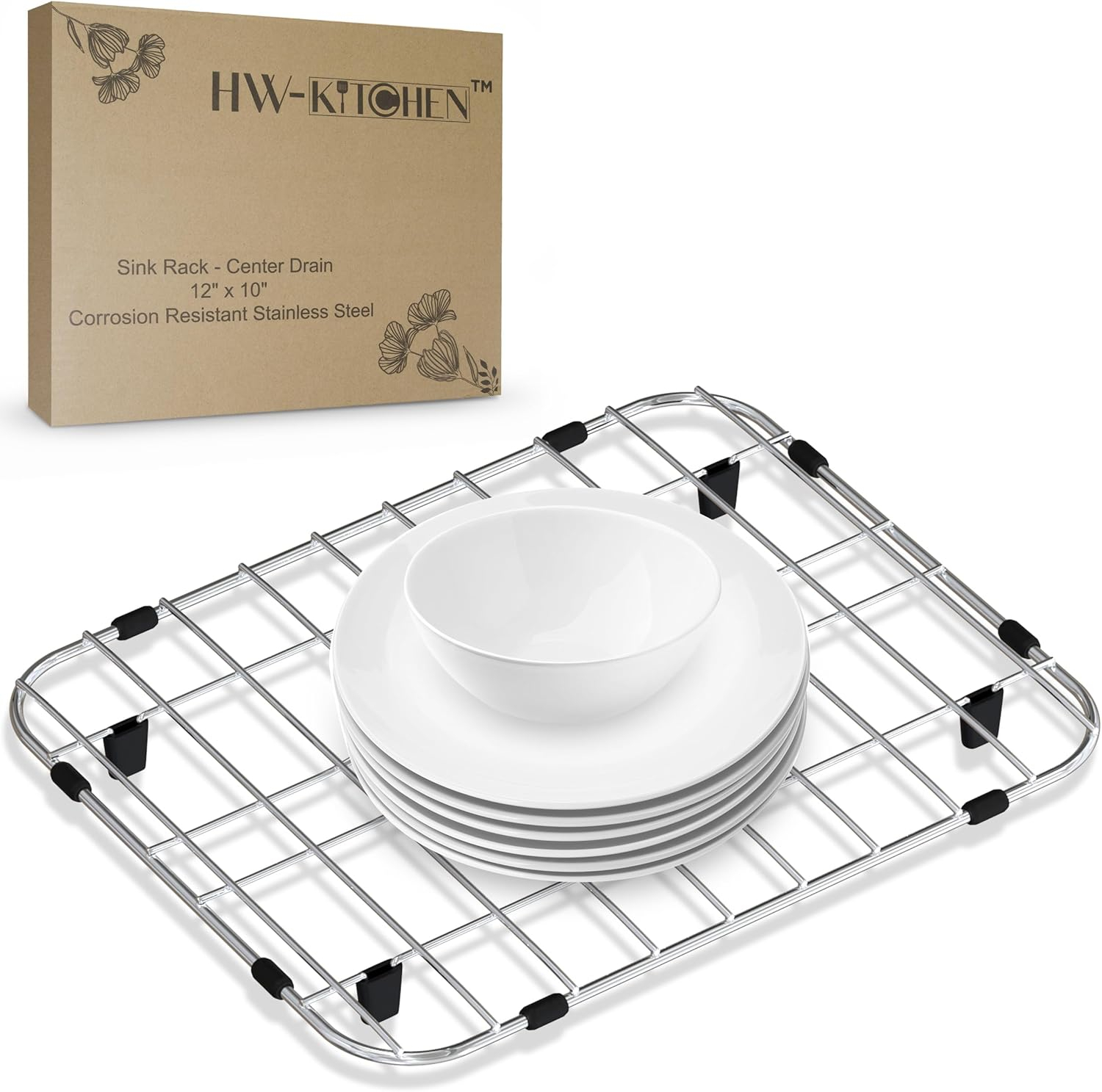 24" x 12" Sink Protector for Kitchen Sink - Stainless Steel Kitchen Sink Rack for Bottom for Sink - Sink Mat - Sink Drying Rack - Kitchen sink protector - Farm Sink Rack for Bottom of Sink