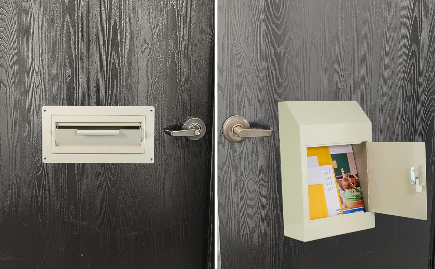 Beige Cream Steel Lockable Through-the-Door Mail Drop Box