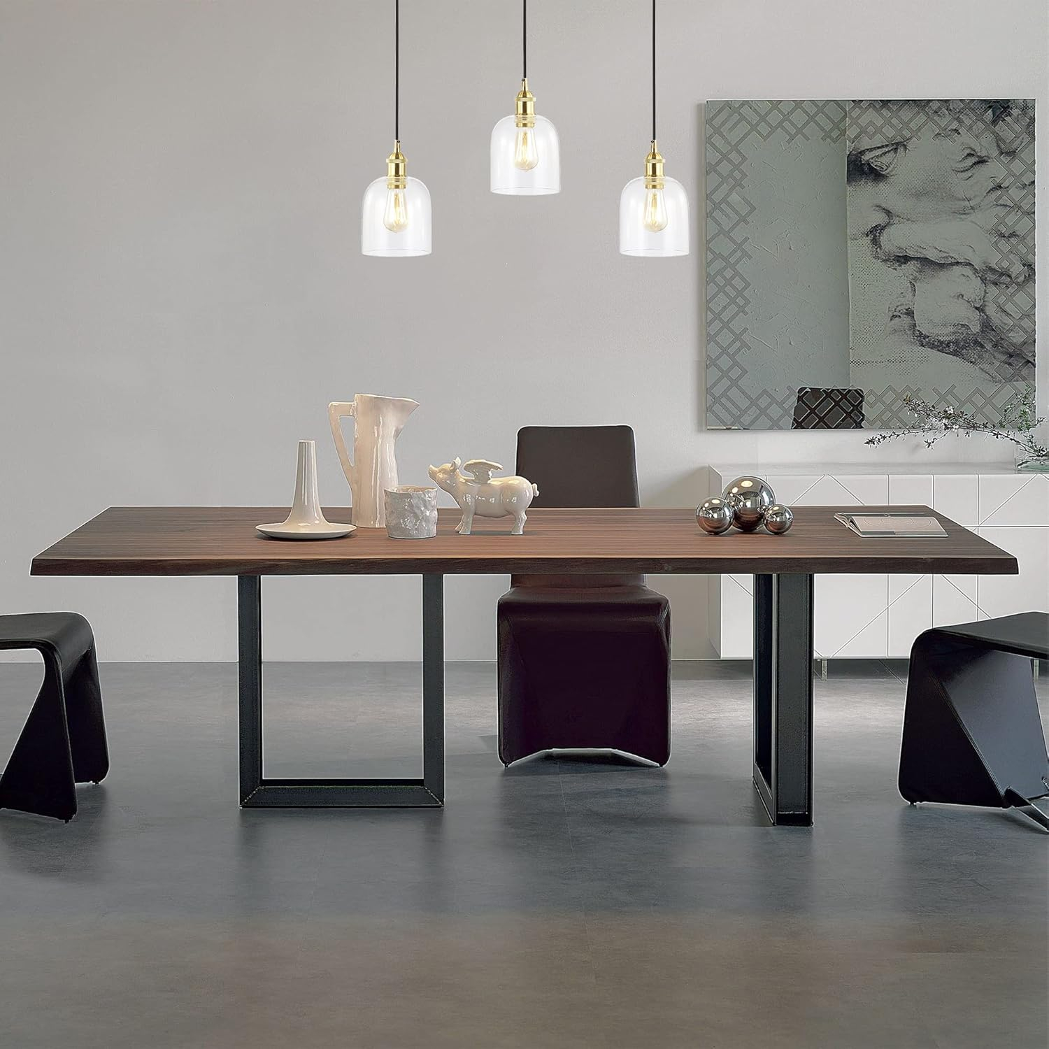 JONATHAN Y JYL1122A Cooper 25.5" 3-Light Farmhouse Contemporary Glass Linear LED Pendant Modern Transitional Adjustable Dining Room Kitchen Island Foyer Bedroom Hallway, Brass Gold/Black, 25.5 in