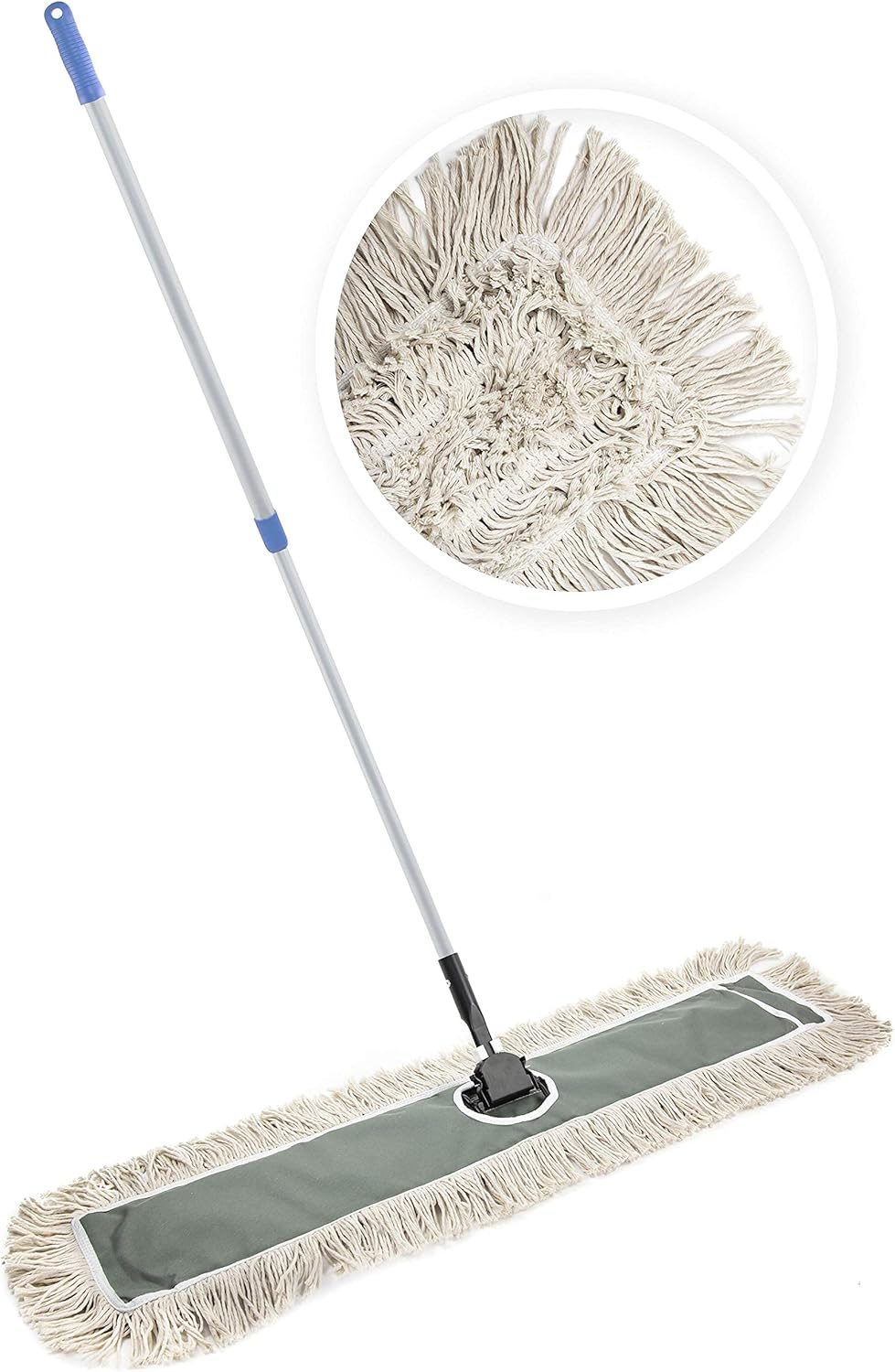 36" Industrial Cotton Floor Dust Mop with Adjustable Steel Handle - Commercial Mops for Hardwood, Tiles, Laminate, Vinyl, Garage epoxy, Bamboo Surface Cleaning and Flooring Push Dust Broom