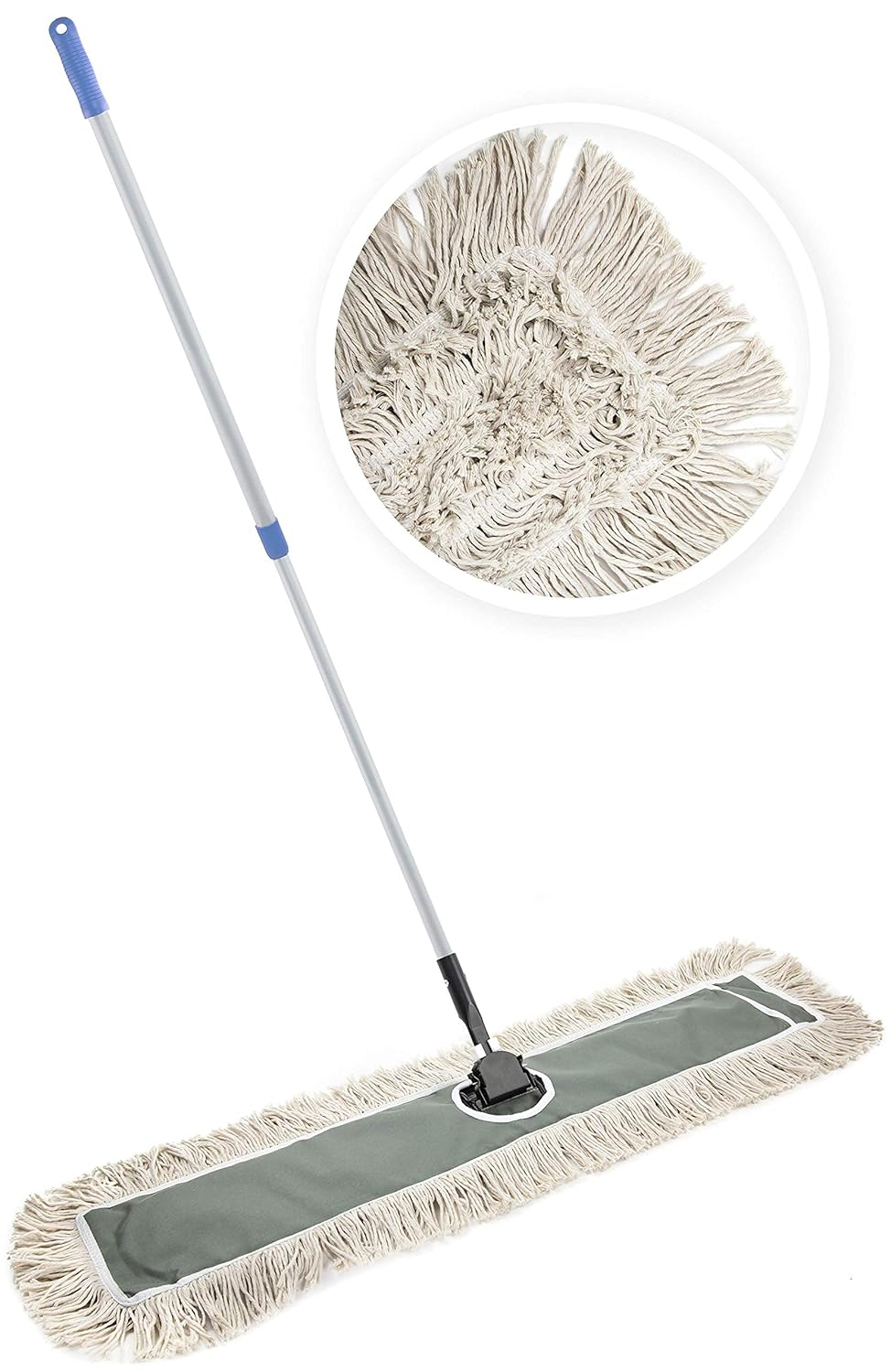 36" Industrial Cotton Floor Dust Mop with Adjustable Steel Handle - Commercial Mops for Hardwood, Tiles, Laminate, Vinyl, Garage epoxy, Bamboo Surface Cleaning and Flooring Push Dust Broom