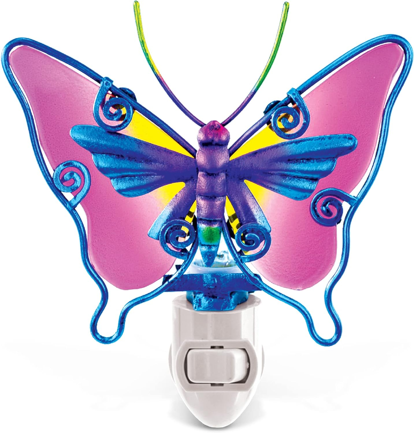 Puzzled Butterfly Glass Art Night Light, Plug In Decorative Socket Lamp