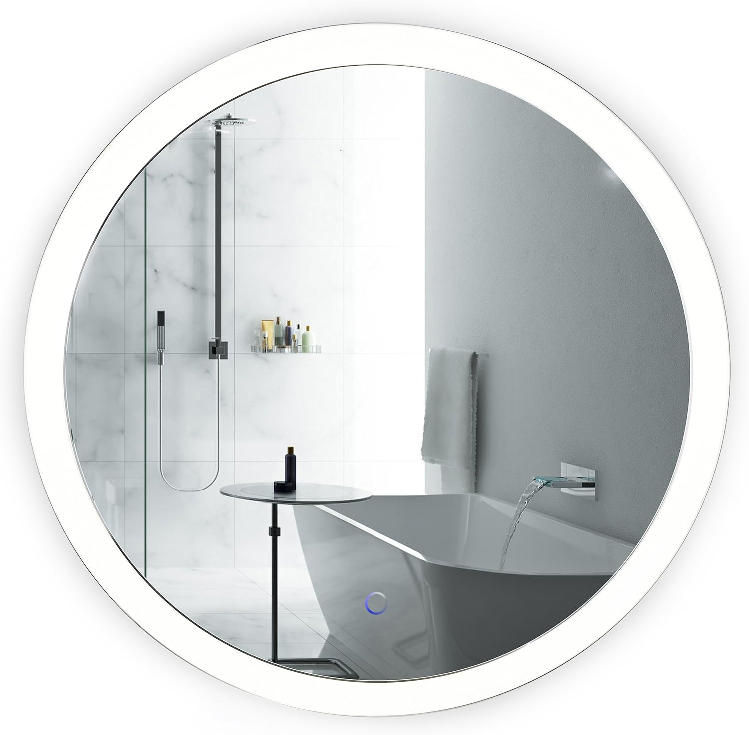 27" Round Polished Aluminum Frameless Vanity Mirror