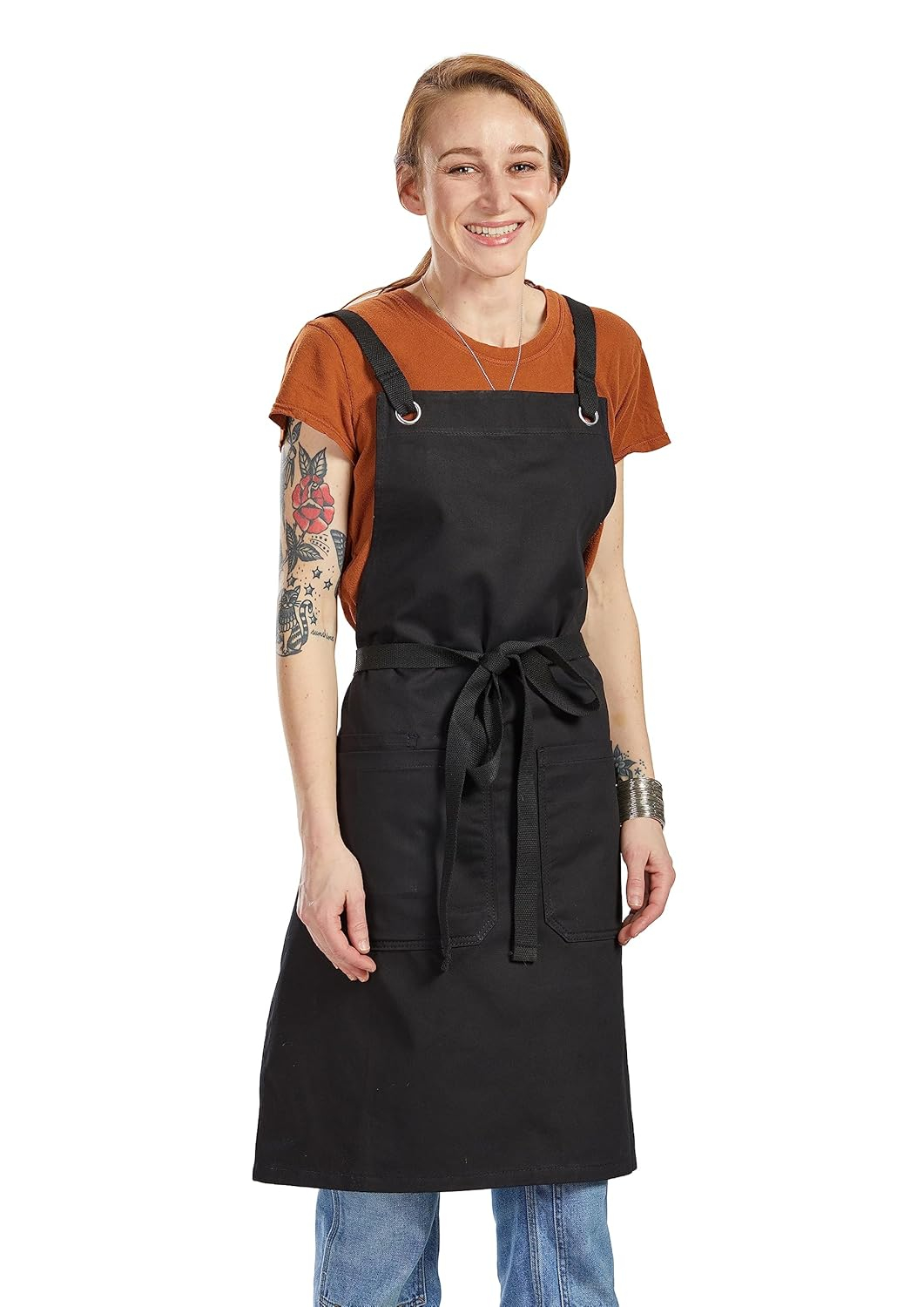 Caldo Crossback Kitchen Apron for Cooking (Black)