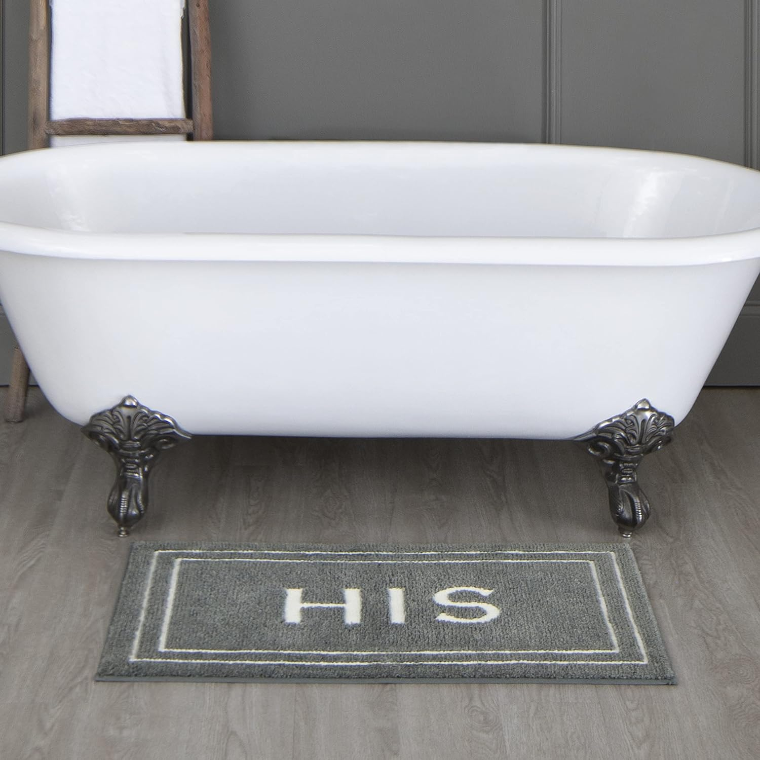 Mohawk Home His Knited Washable Polyester Non-Slip Bath Mat, Pewter, 2' x 3'4"