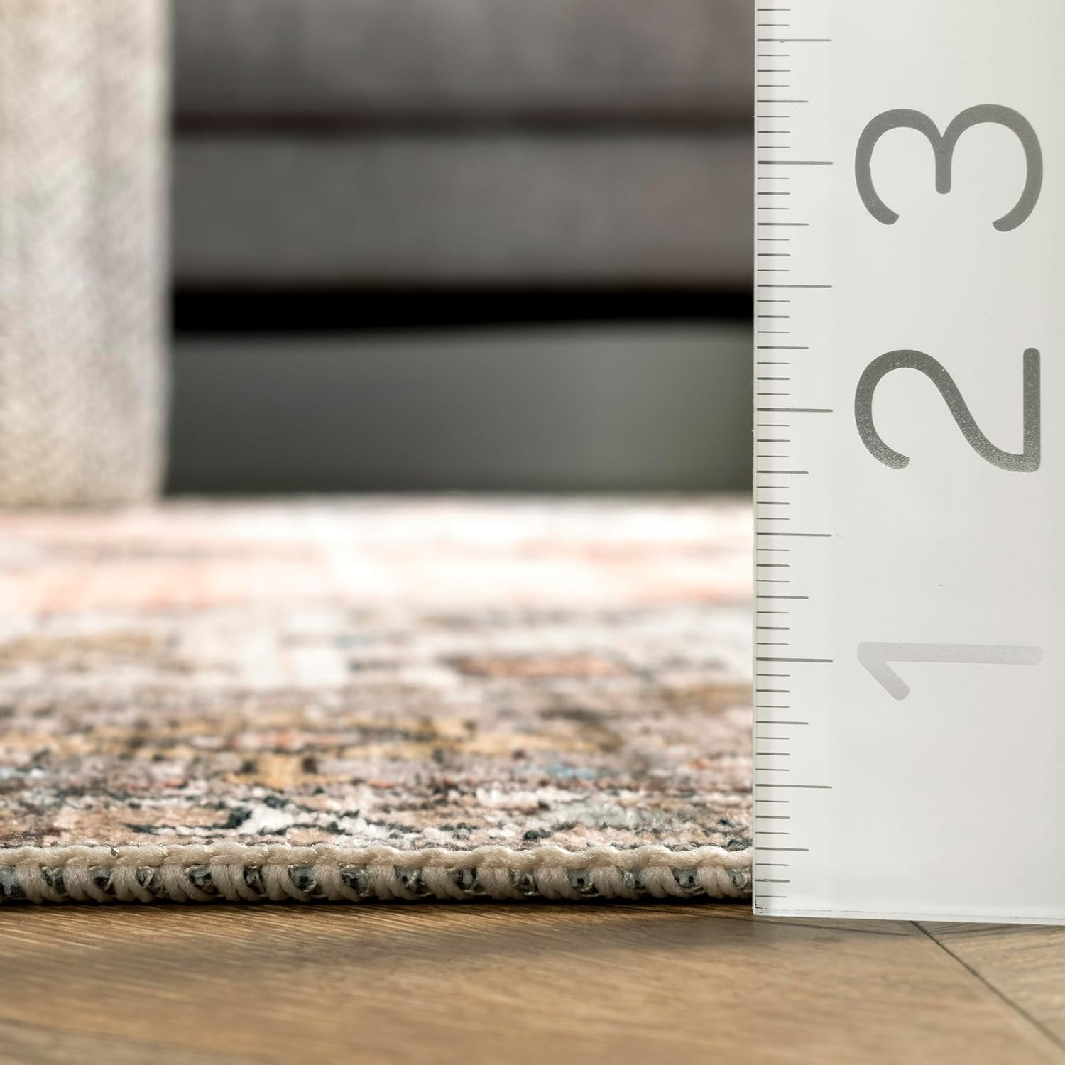 nuLOOM 2' x 12' SpinClean Machine Washable Stain-Resistant Area Rug with Non Slip Backing, Low Profile for Living Room, Bedroom, and Dining Room, Gracie Peach