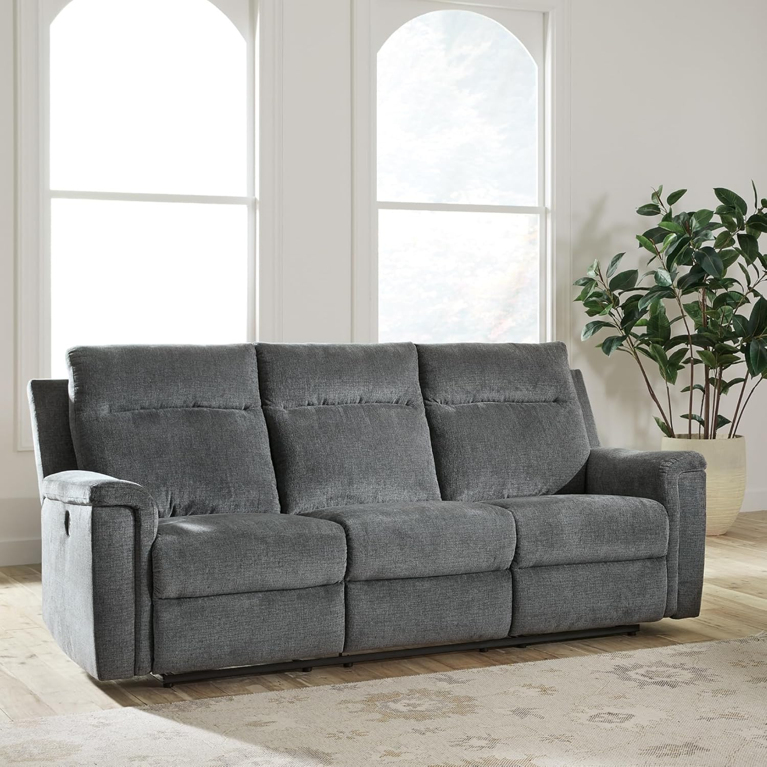 Gray Fabric Power Reclining Sectional Sofa