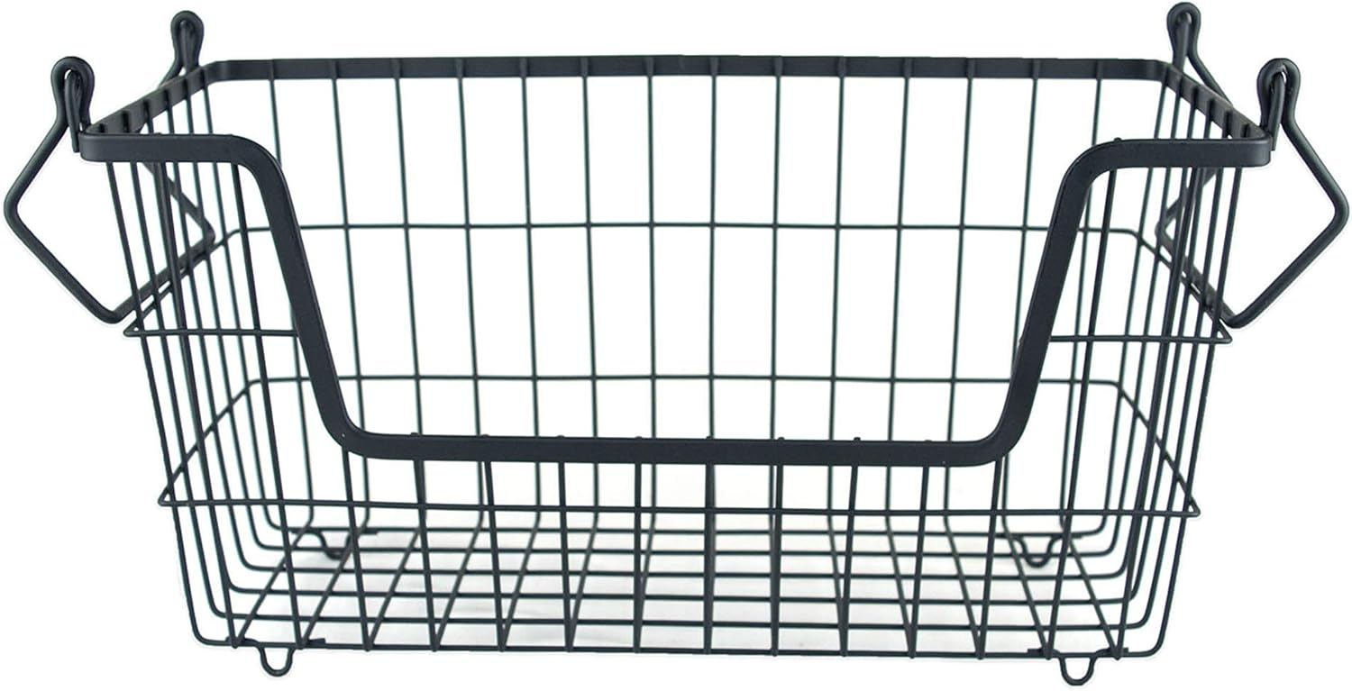 DII Metal Wire Mesh Stackable Utility Storage Bin, Small Rectangle, 13x6x7", White