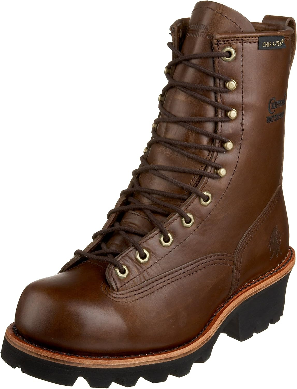 Chippewa Men's Paladin 8" Lace-to-Toe Logger Boots - Waterproof, Slip-Resistant Work Boots for Men