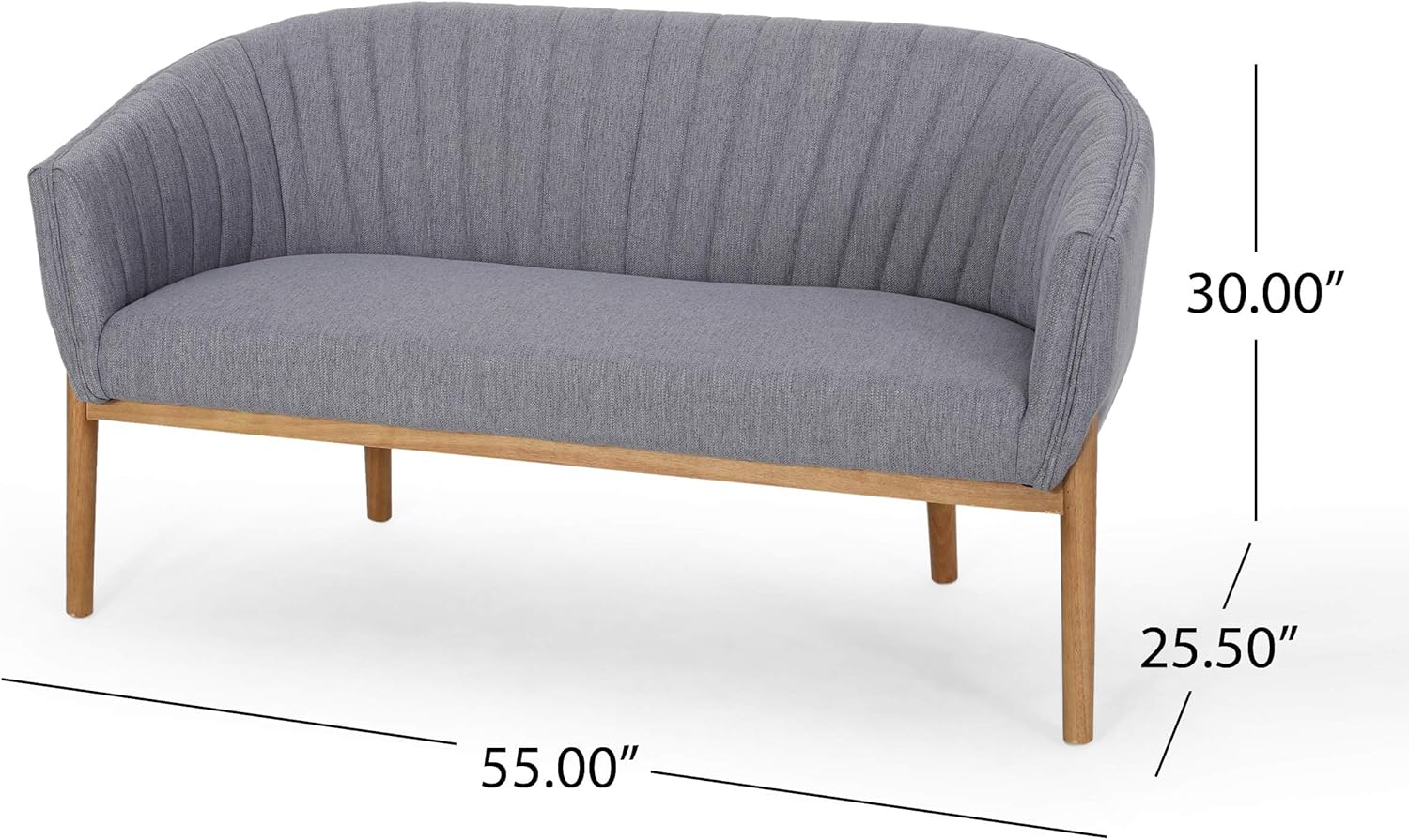 Deborah Mid-Century Beige Fabric Loveseat with Wood Legs