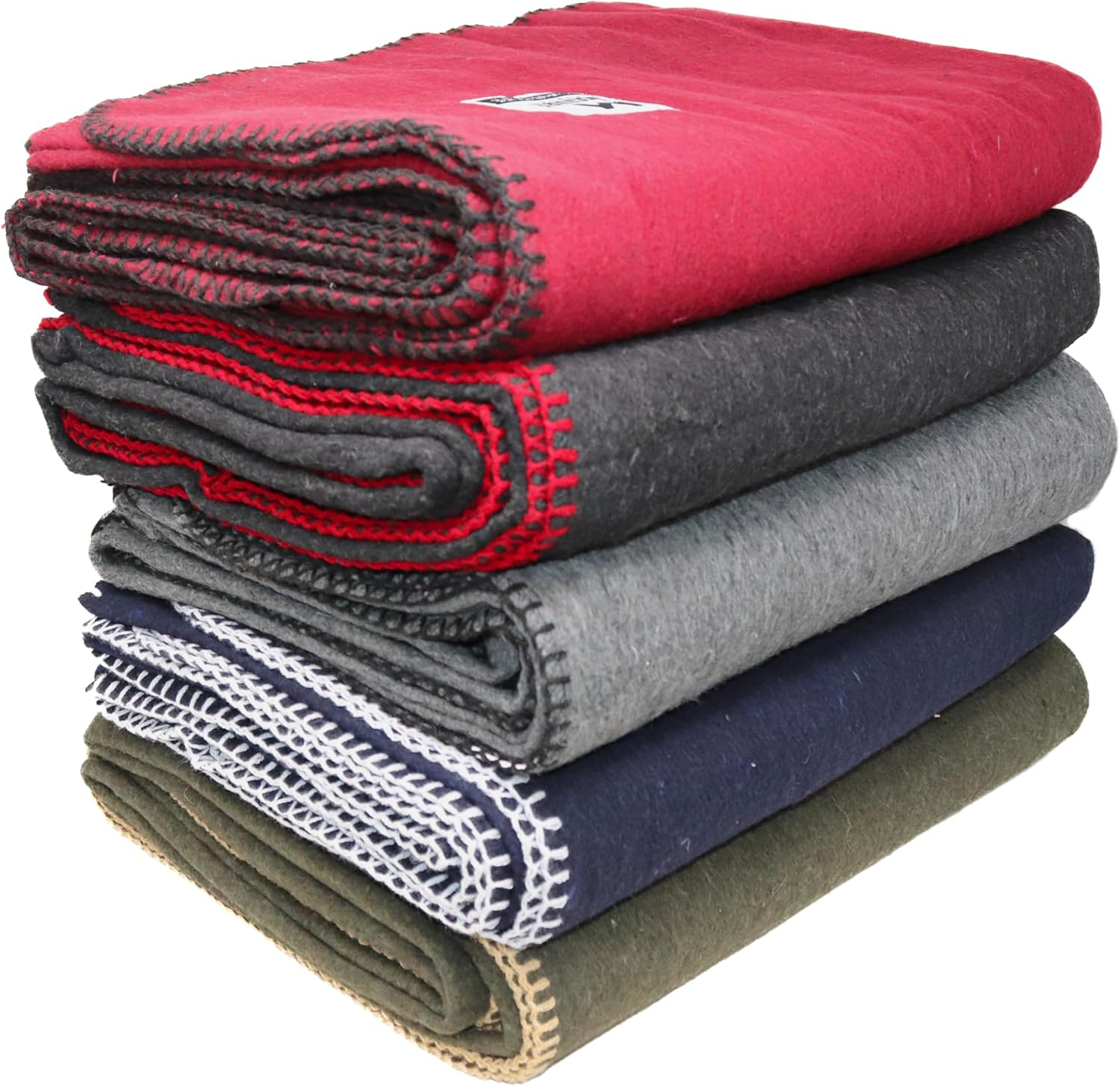 Maroon Wool Blend Fire Retardant Camping Blanket 66" x 90"