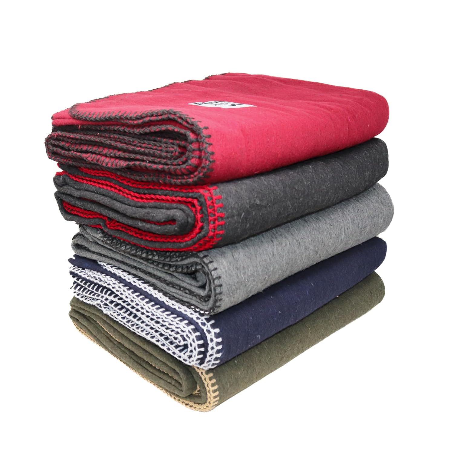 Maroon Wool Blend Fire Retardant Camping Blanket 66" x 90"