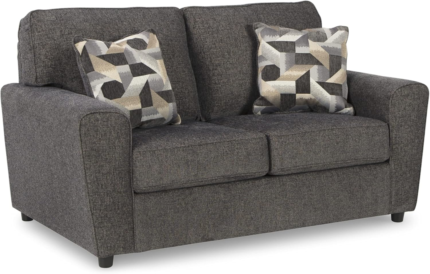 Signature Design by Ashley Cascilla Contemporary Fabric & Wood Loveseat in Gray