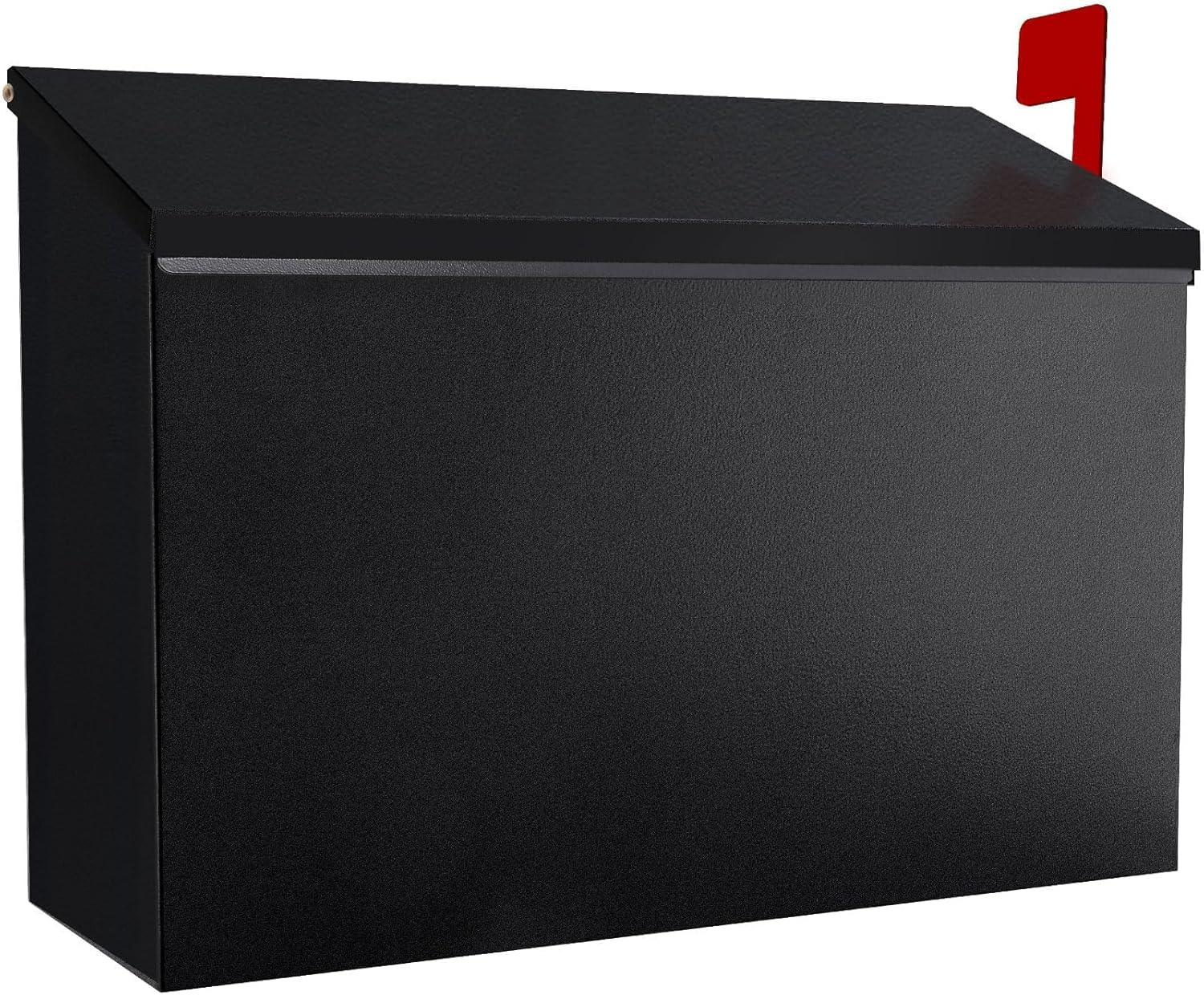 Wall-Mount Mailbox with Flag Metal Mail Box for Outside Large Capacity Rust-Proof Post Box for House Use, 14.2” x 4” x 9.5”, Black