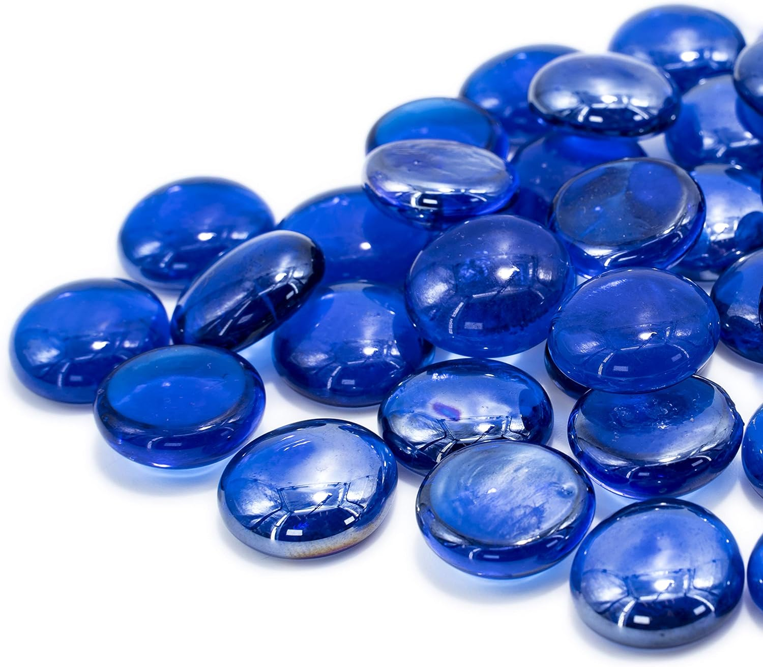 Indigo Blue Smooth Round Fire Glass for Fire Pits