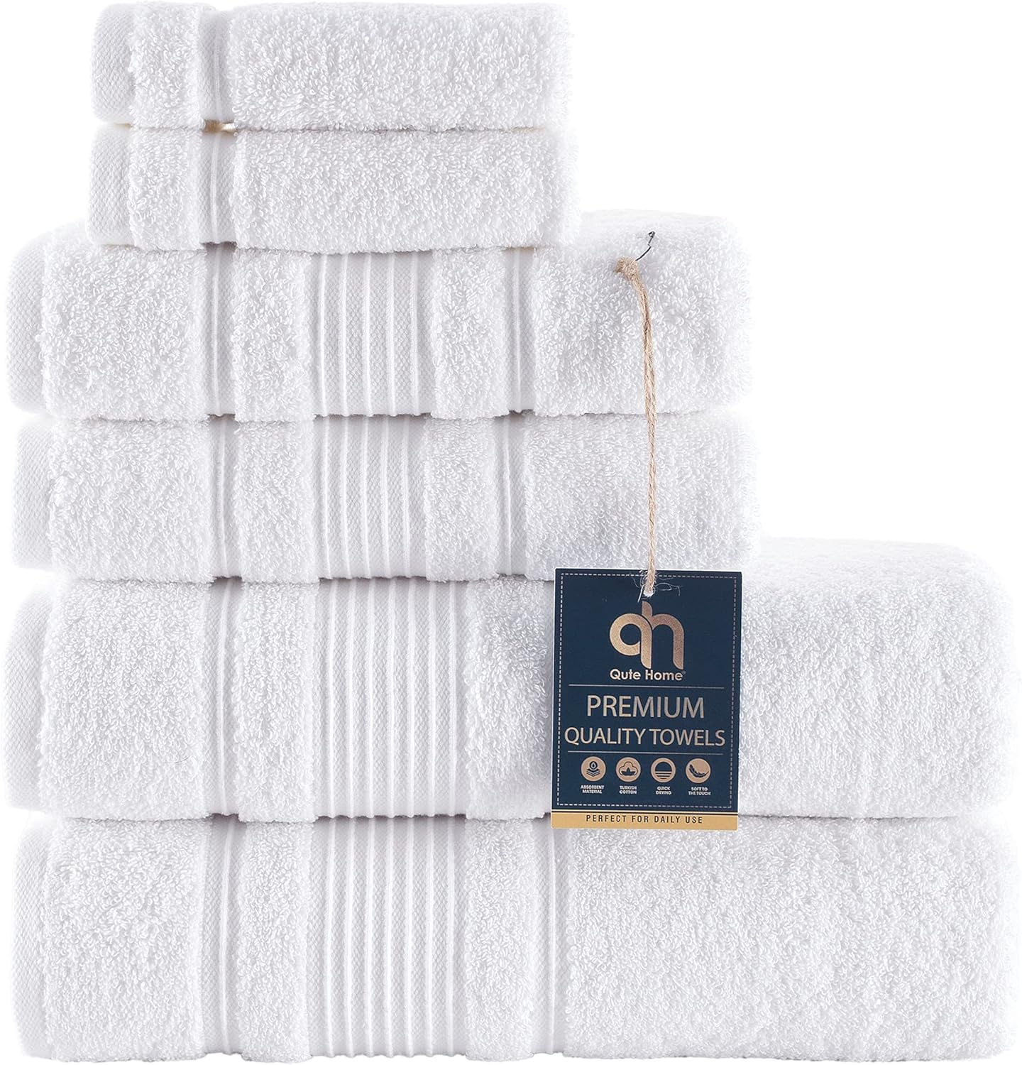 Juego de Toallas de Baño de 4 Piezas para Baño, Spa y Calidad Hotelera / Toallas Turcas 100% Algodón / Absorbentes, Suaves y Ecológicas (Blanco)