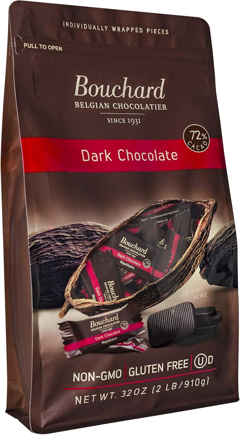 Bouchard Belgian Dark Chocolate 72% Cacao Vegan Gluten-Free 32 oz Bag