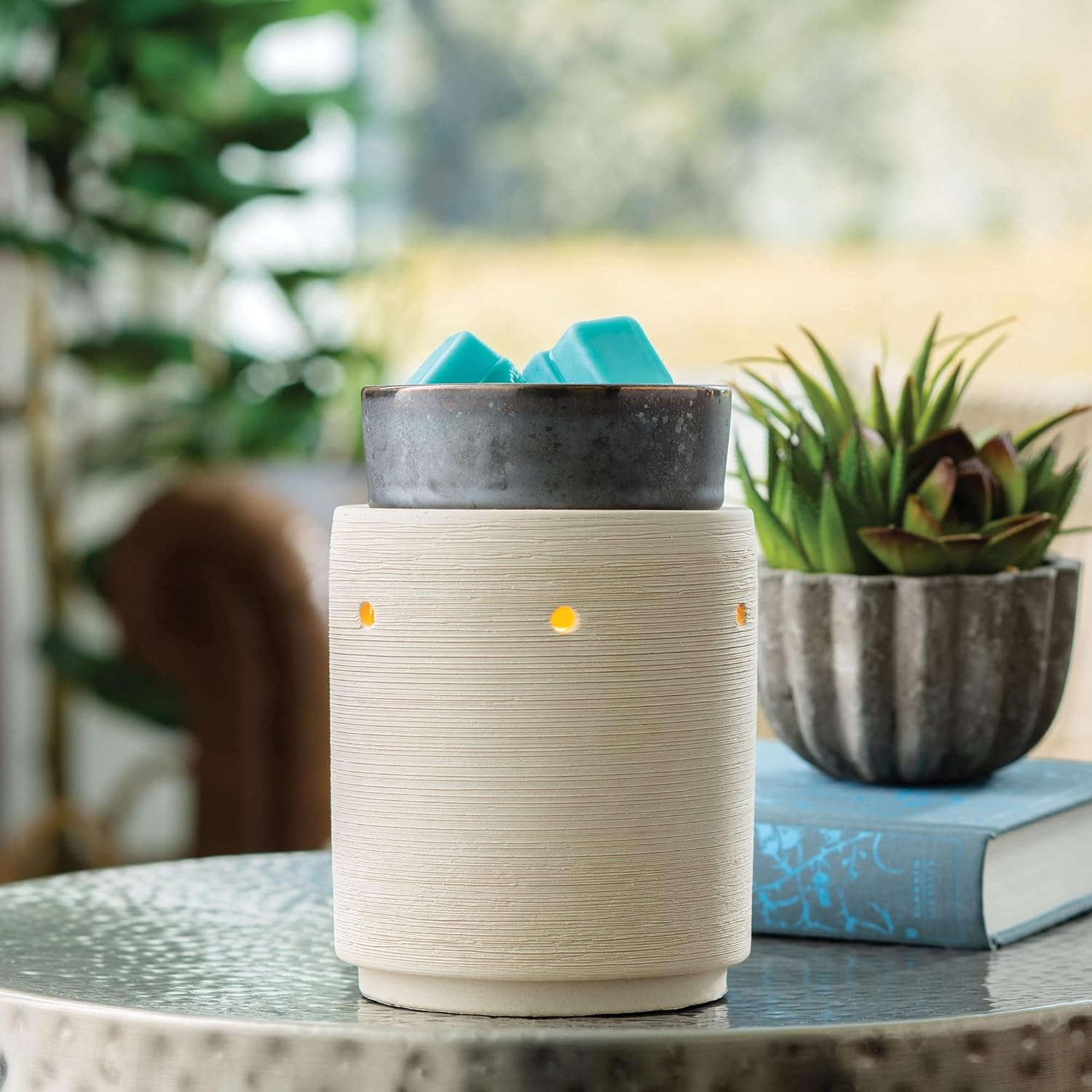 Candle Warmers ETC. Illumination Fragrance Warmer- Light-Up Warmer for Warming Scented Candle Wax Melts and Tarts or to Freshen Room, Iron and Clay