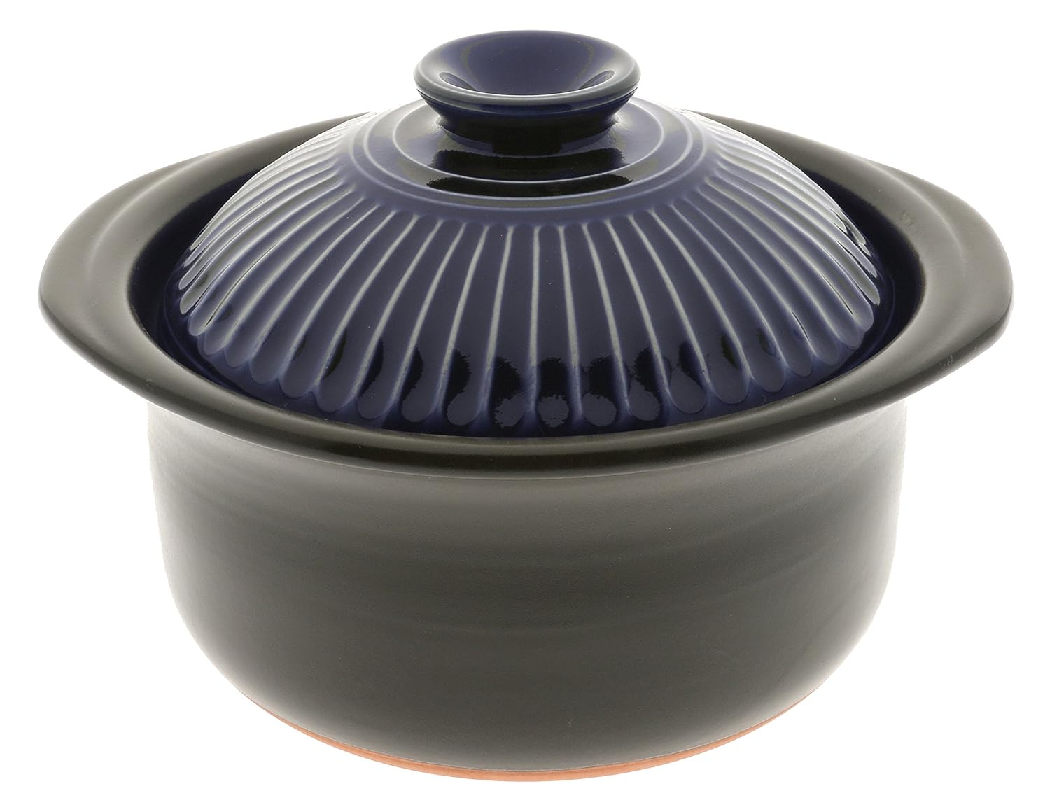 Kotobuki 190-808 Earthenware Rice Cooker with Matte and Cobalt Blue Spoke, Black