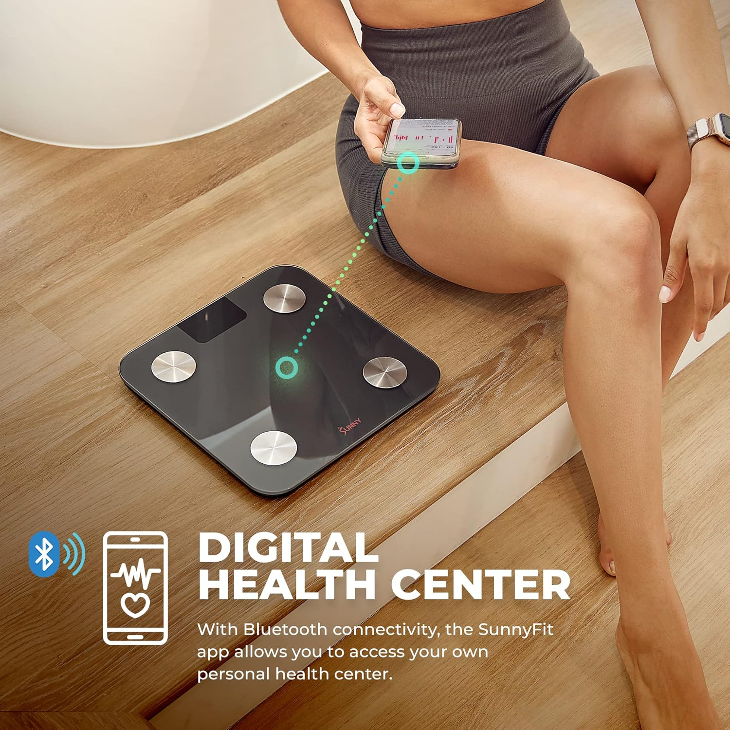 Sunny Health & Fitness Body Fat BMI Smart Scale with 20 Metric Health Tracker & Bluetooth & FREE SunnyFit® App - SF-WS022063