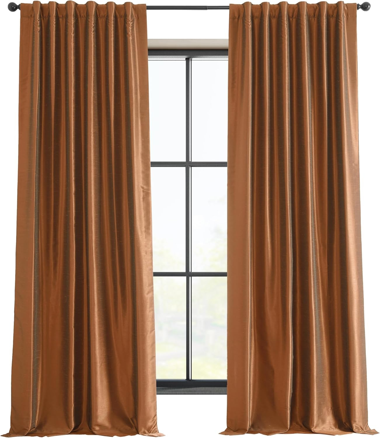 Half Price Drapes Copper Kettle Faux Dupioni Silk Blackout Curtains for Bedrooms (1 Panel),50WX 96L