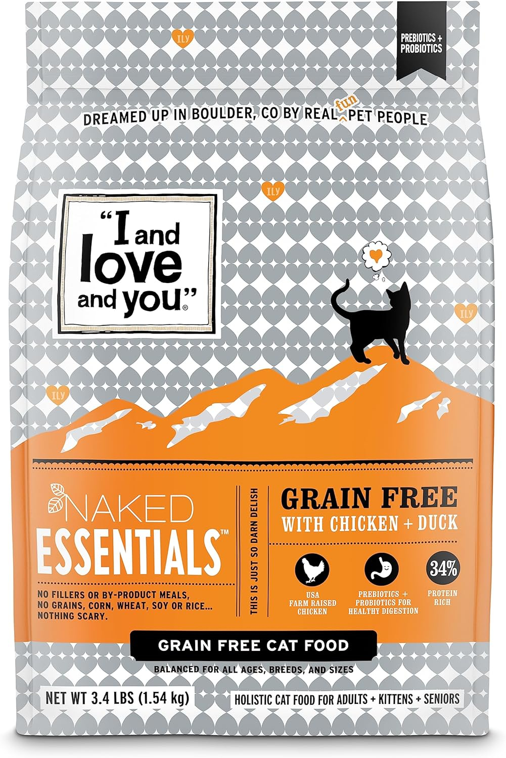 "I and love and you" Naked Essentials Chicken & Duck Flavor Dry Cat Food Grain-Free, 3.4 lb. Bag
