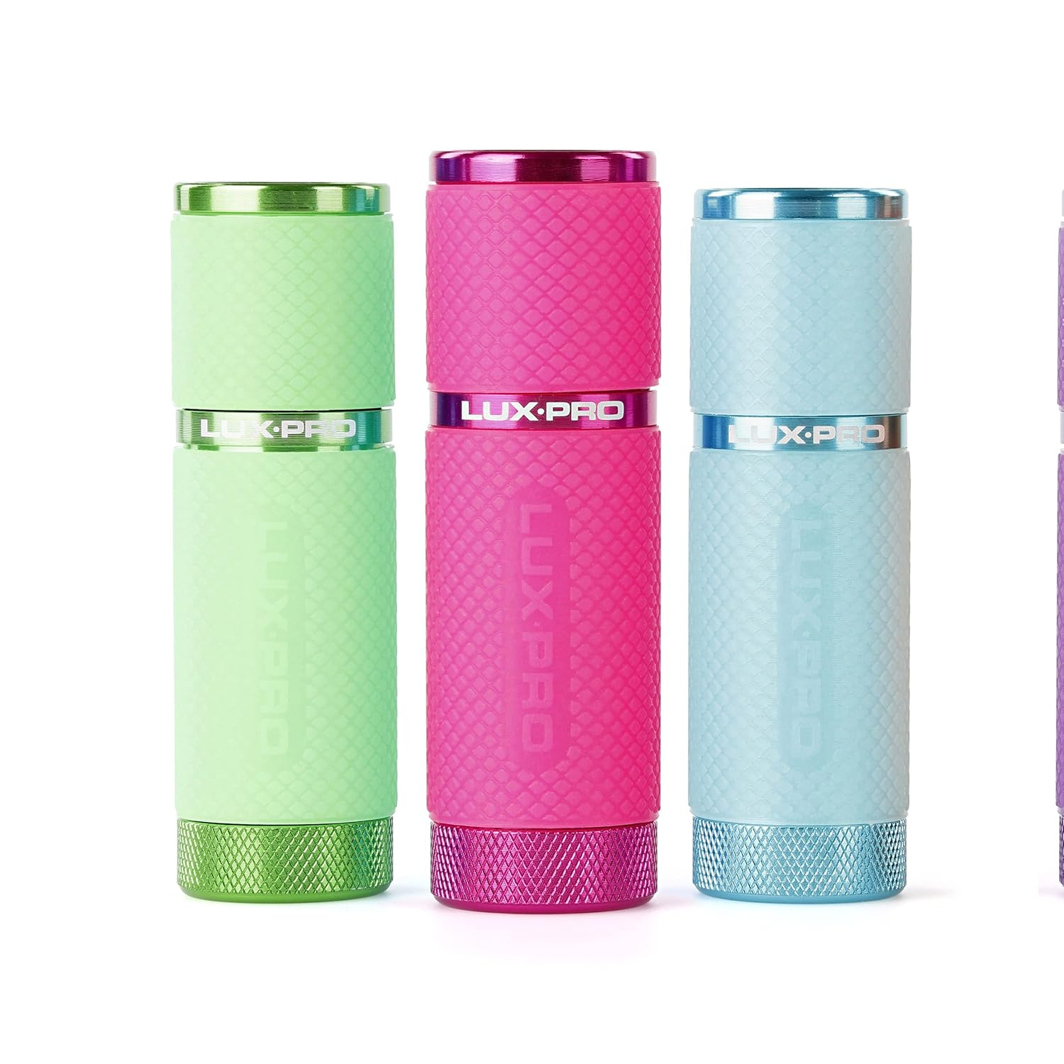 LUXPRO Bright 40 Lumen Gels LED Flashlight - Features Fun Colors and Glow-in-the-Dark Rubber Grip With a Matching Wrist Lanyard - Batteries Included - Pack of 3 - Pink, Green, Teal