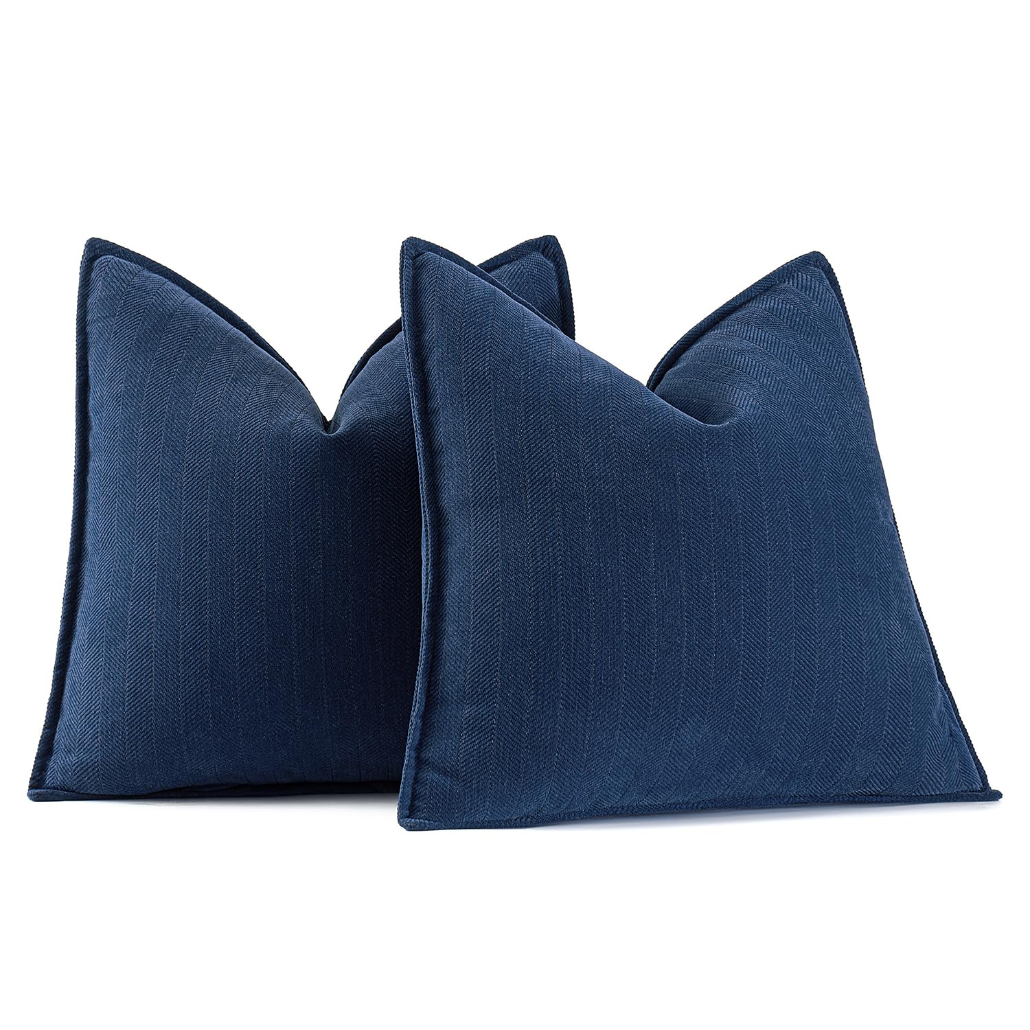 MIULEE Decorative Linen Pillow Covers 24x24 Inch Navy Blue ​Boho Farmhouse​ ​Neutral Couch Throw Pillows for Bed Pack of 2 Accent Outdoor Pillowcase Modern Sofa Cushion Livingroom Home Decor