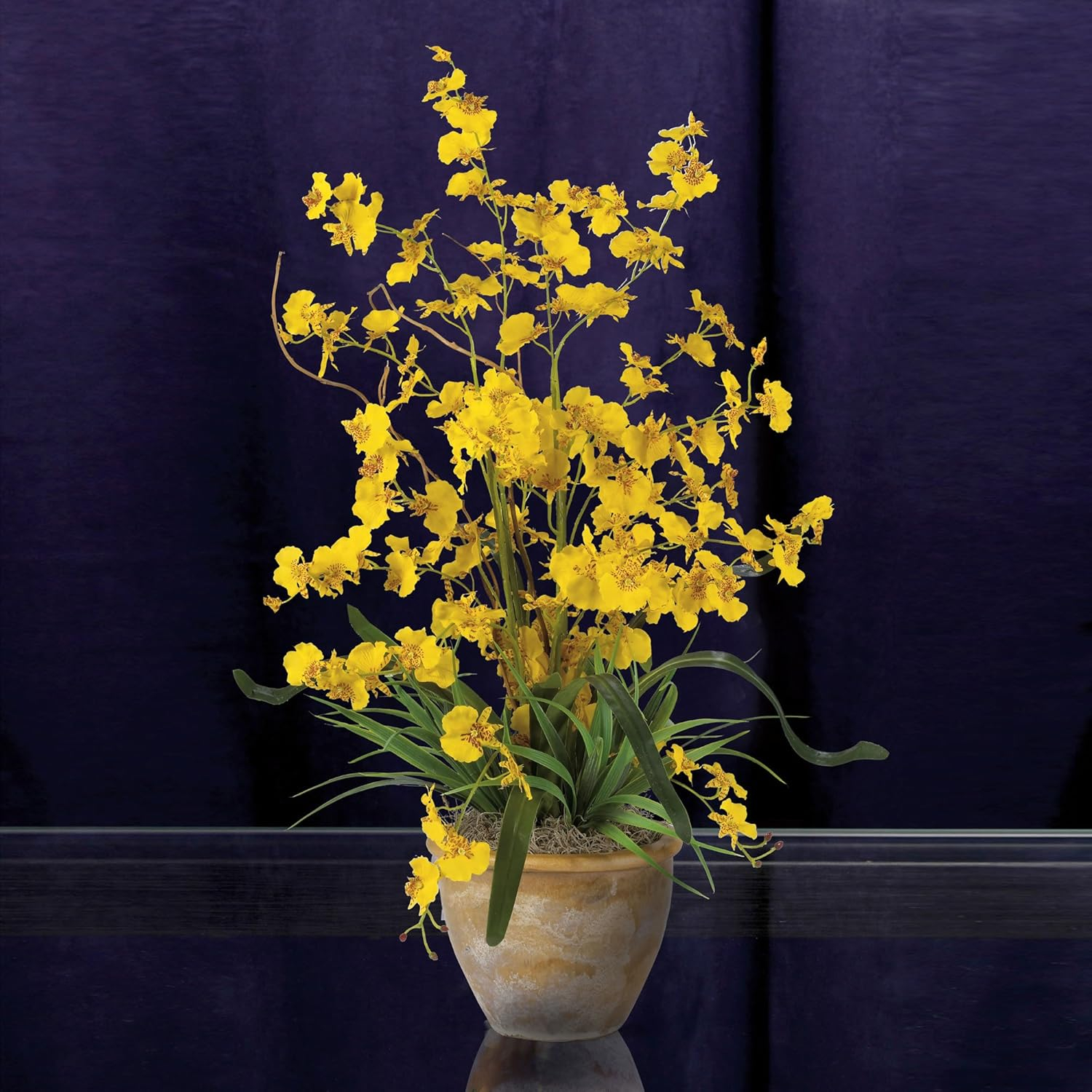 Nearly Natural Dancing Lady Artificial Orchid Artificial Flower Arrangement, Yellow