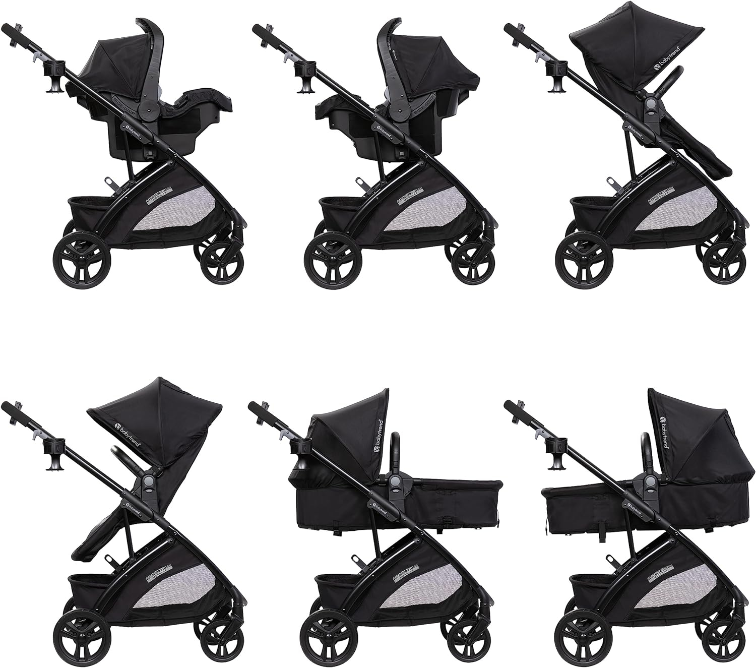 Black and Gray Modular Bassinet Stroller Travel System